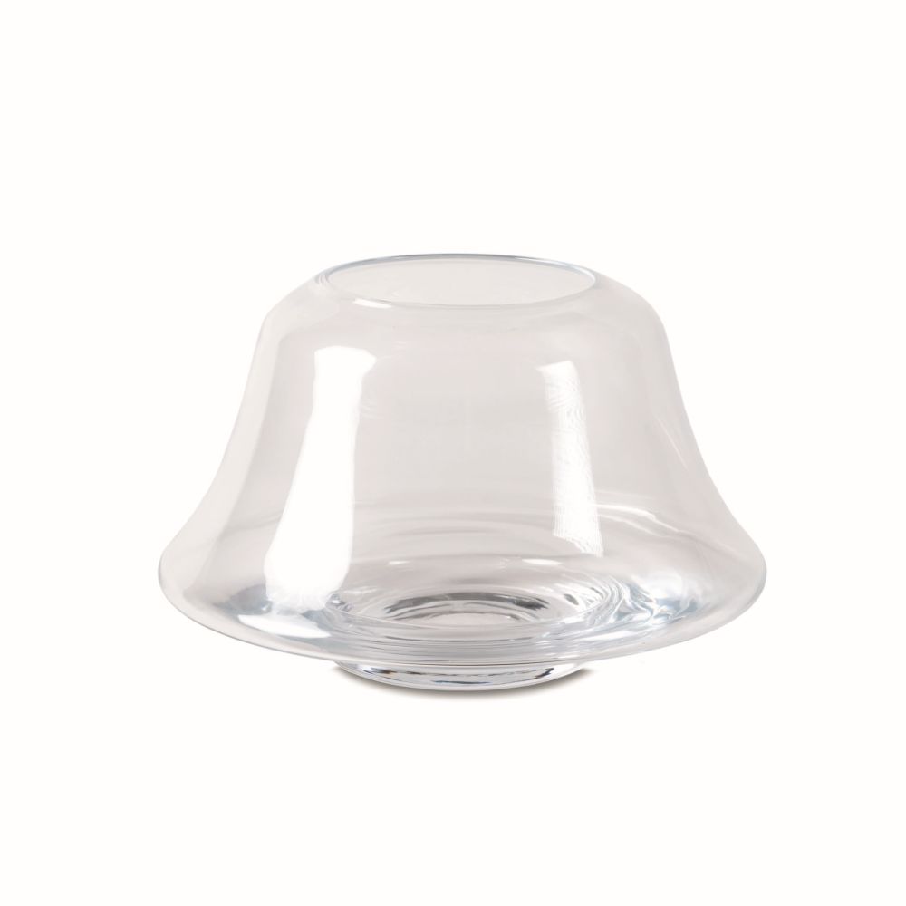 Vase Marah Clear aus mundgeblasenem, extra dickem Klarglas, Maße Ø29 x H49 cm, elegantes Design von Gommaire.