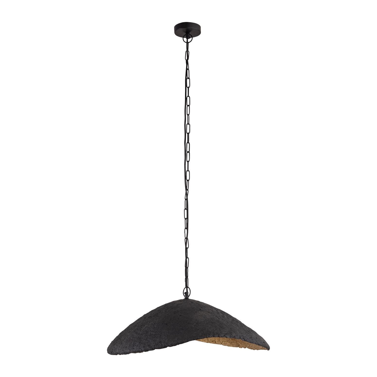 Deckenleuchte Majid Black Paper, schwarze Außenfläche mit goldener Innenseite, Wellenform.