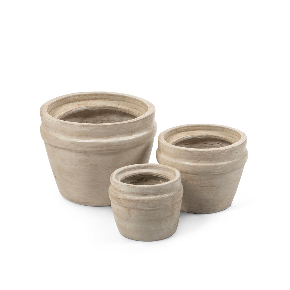 Übertopf Santiago Medium aus Terracotta in der Farbe Authentic Ivory, Ø30 x H23,5 cm