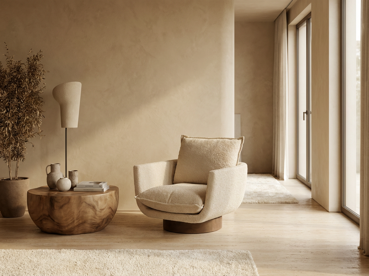 Club Sessel Mason Beige von Gommaire drehbarer Loungesessel mit weicher Polsterung bei STUFF Shop kaufen