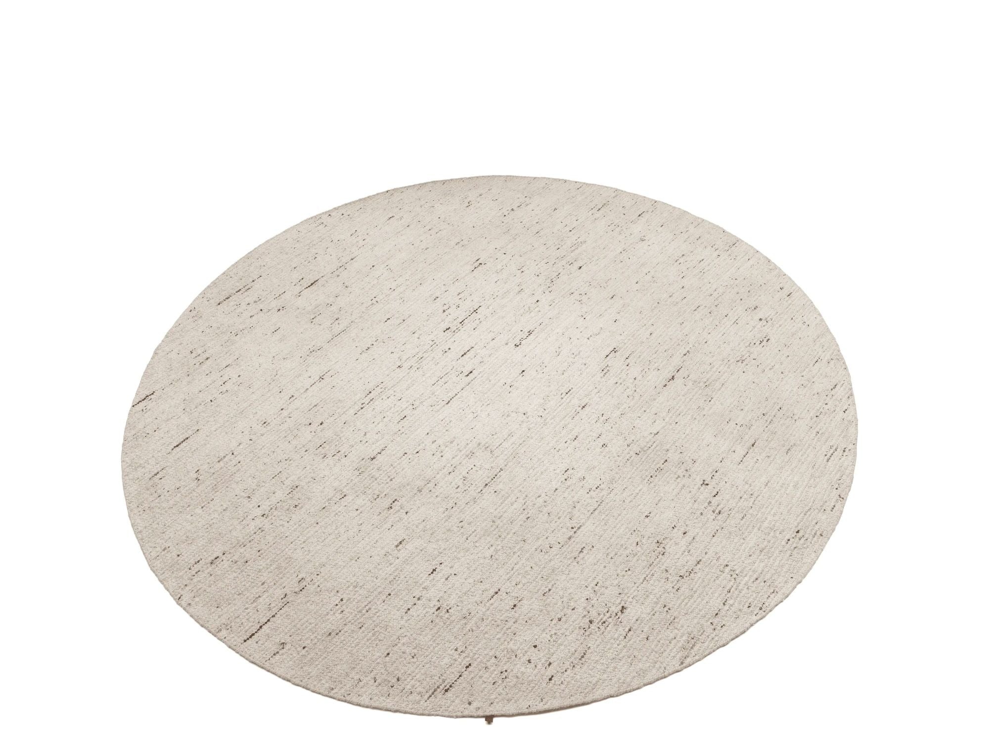 Handgewebter runder Teppich Nimrod aus Wolle in Beige von Gommaire
