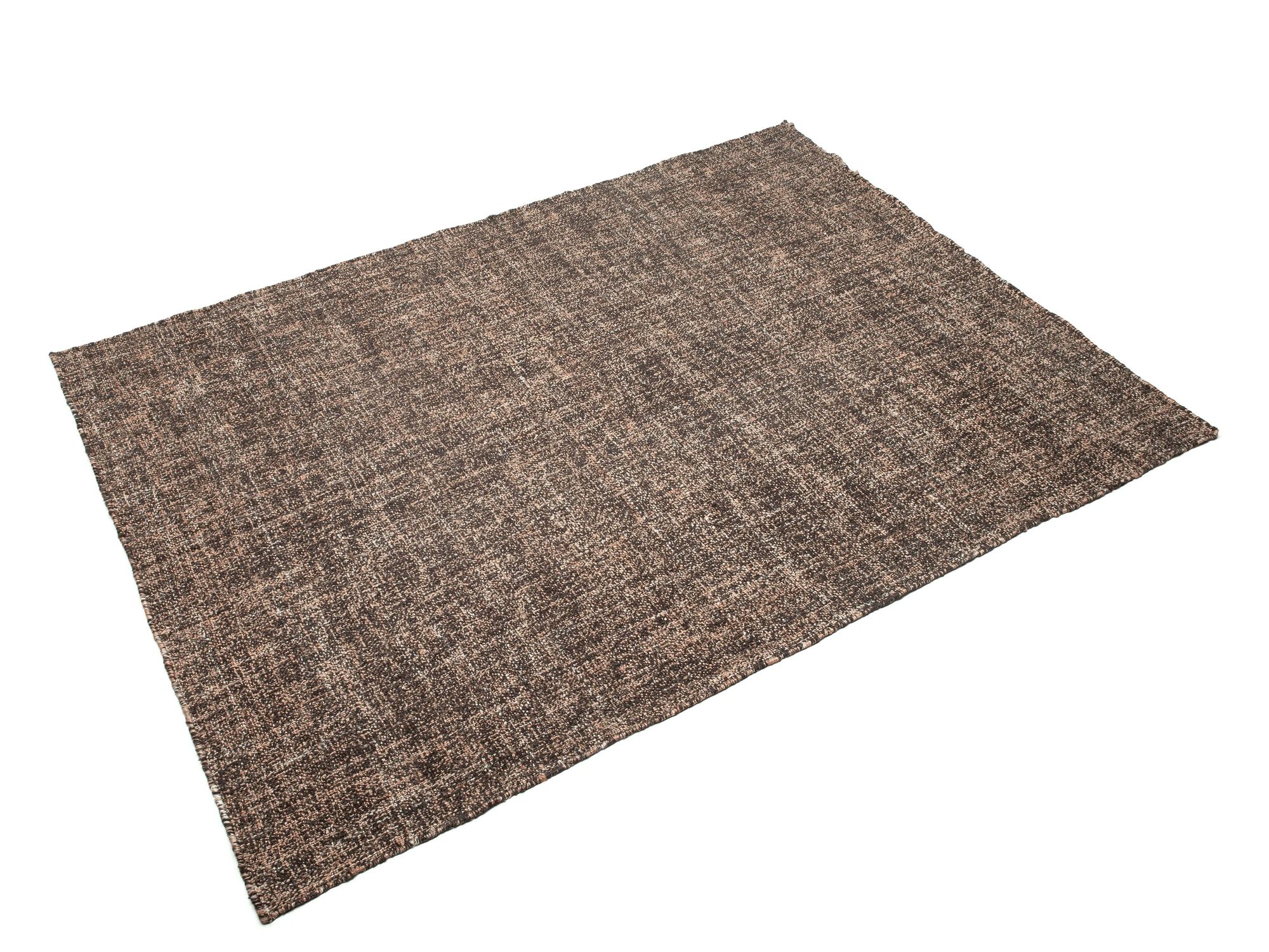 Handgewebter Teppich Nomad Rechteckig aus Wolle & Jute in Dunkelbraun von Gommaire