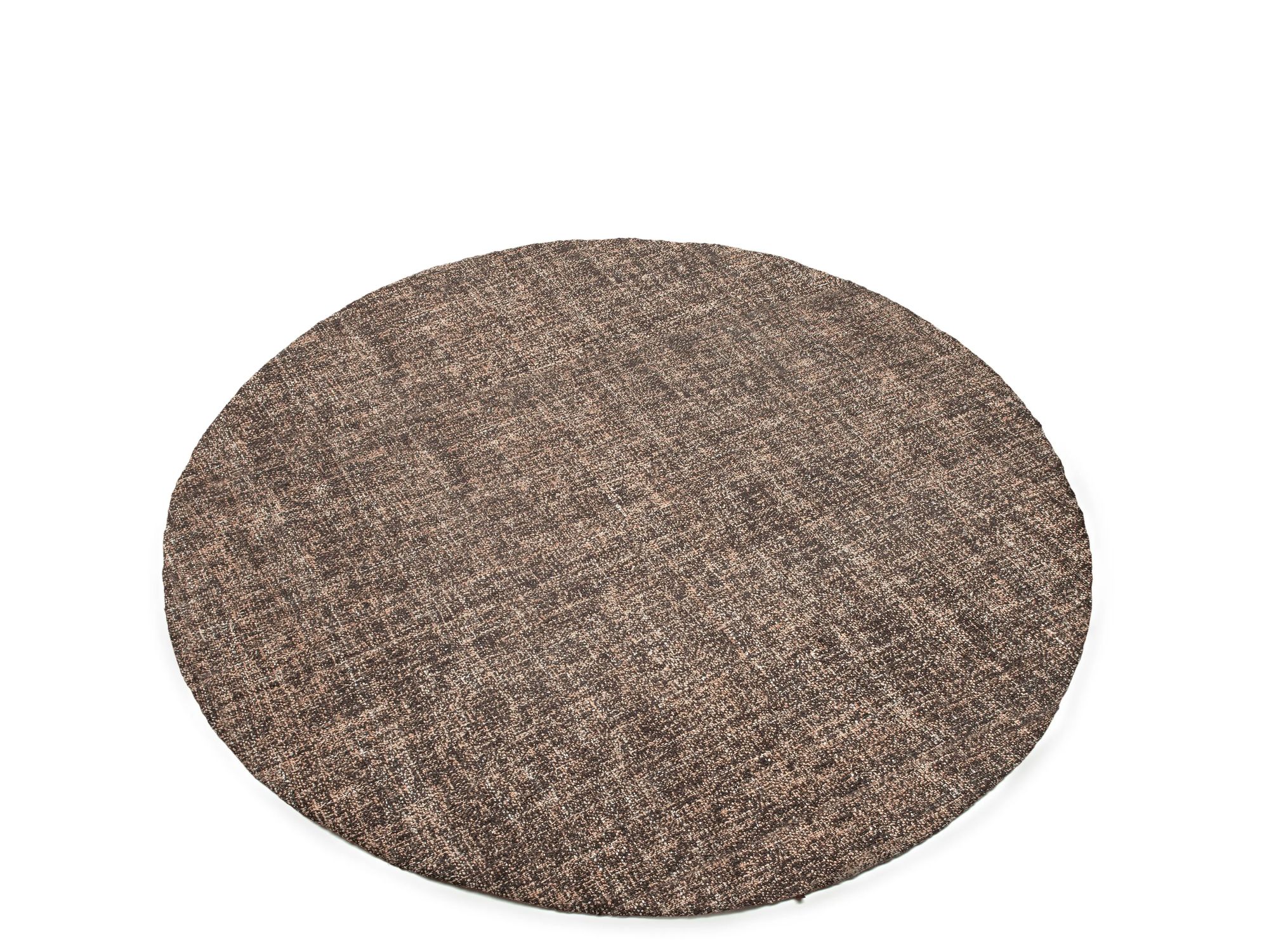 Handgewebter runder Teppich Nomad aus Wolle & Jute in Dunkelbraun von Gommaire