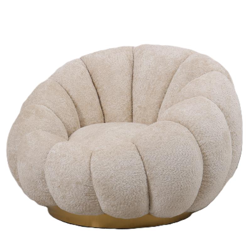 Sessel von PTMD, sessel aus Stoff in Creme mit Metallgestell im modernen Design, komfortabel. Ideal für Essbereich oder Küche.