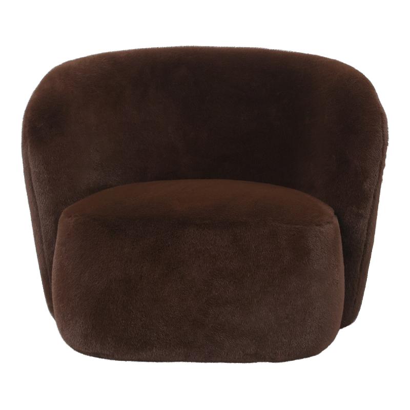 Sessel von PTMD, sessel aus Stoff in Braun mit Metallgestell im modernen Design, komfortabel. Ideal für Essbereich oder Küche.