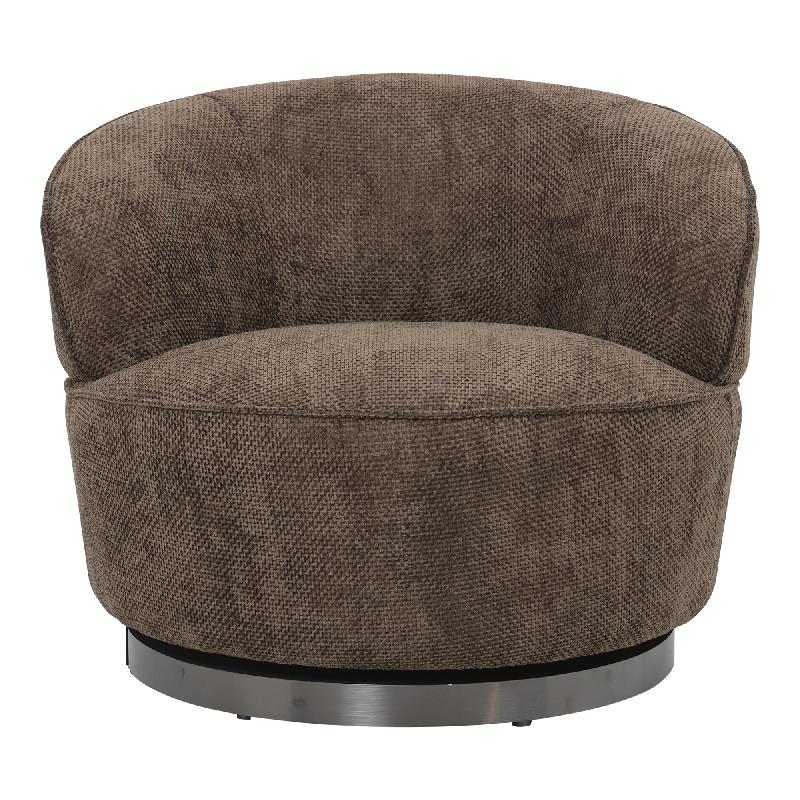 Sessel von PTMD, sessel aus Stoff in Braun mit Metallgestell im modernen Design, komfortabel. Ideal für Essbereich oder Küche.