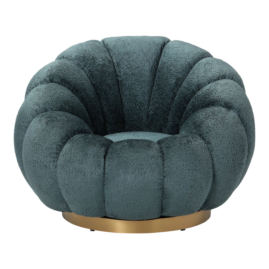 Sessel Daisy Teal – Goldene Basis & auffälliger Look