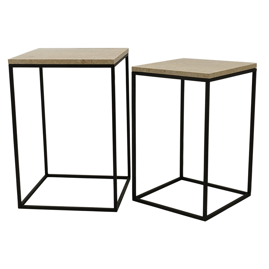 Beistelltisch von PTMD – eleganter sitzmöbel aus Stoff in Beige mit Metallgestell im modernem Design, komfortabel.