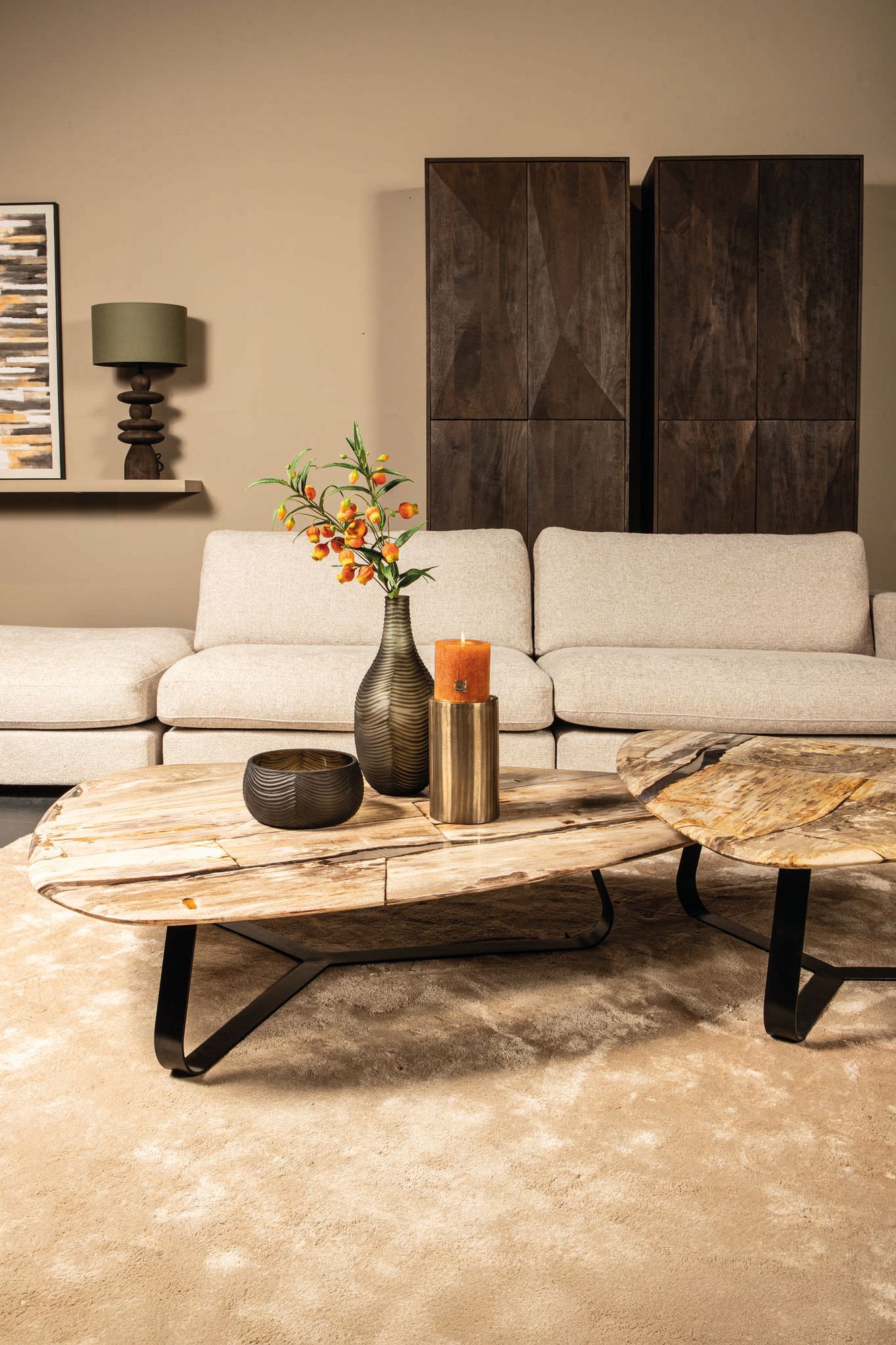 Couchtisch von PTMD – eleganter sitzmöbel aus Stoff mit Holzgestell im Skandi-Stil, komfortabel und pflegeleicht.