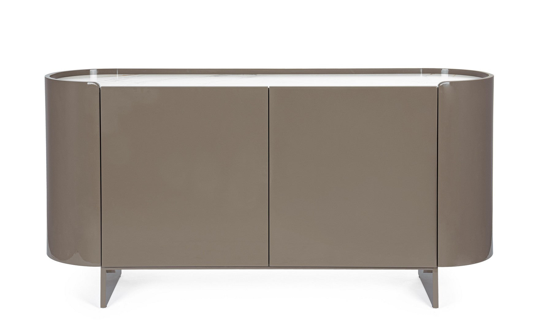 Sideboard Otilia in Farbton Herb mit drei Türen, Frontansicht auf Stahlgestell.
