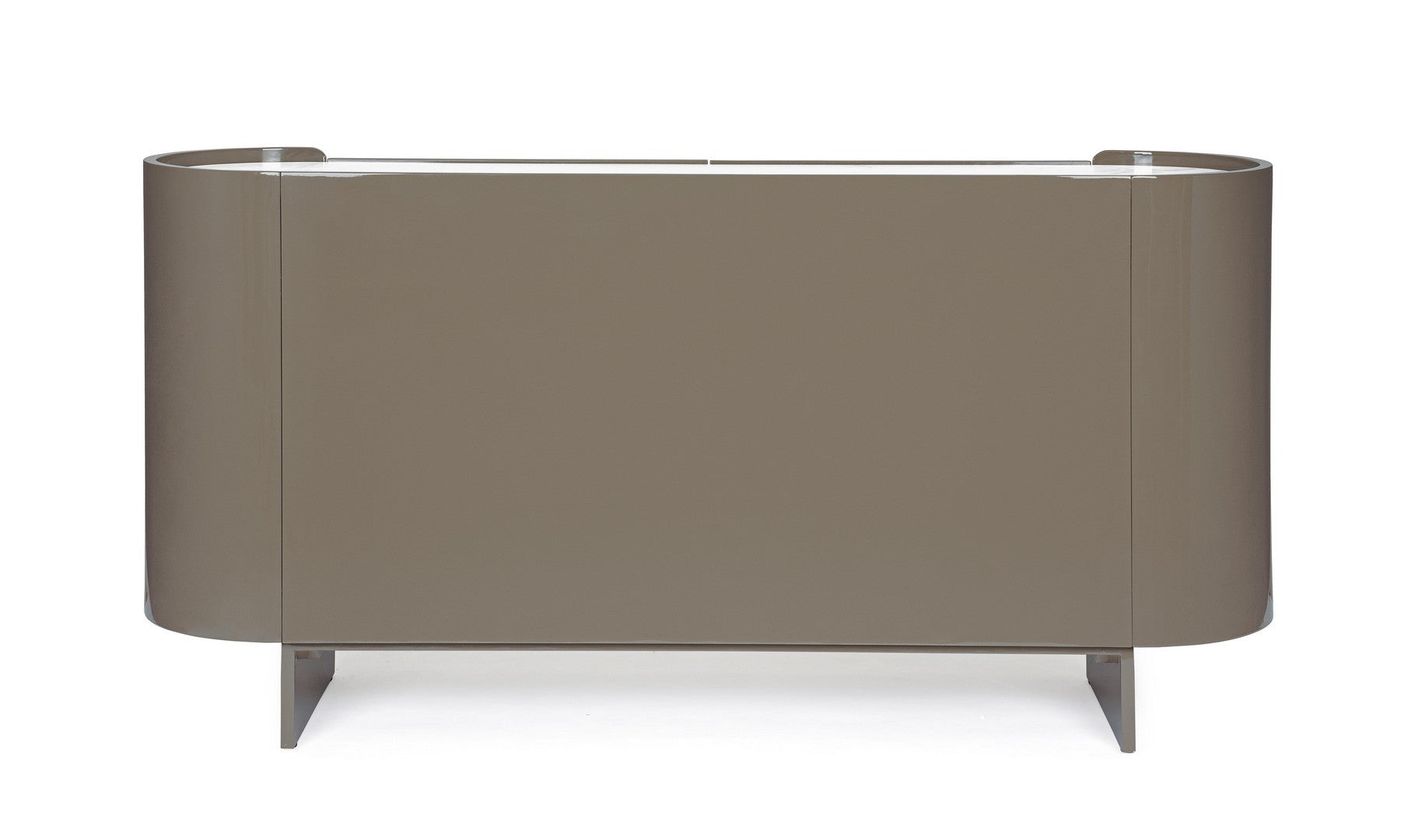 Rückansicht des Sideboards Otilia Herb in modernem Design, Stahlgestell unten sichtbar.