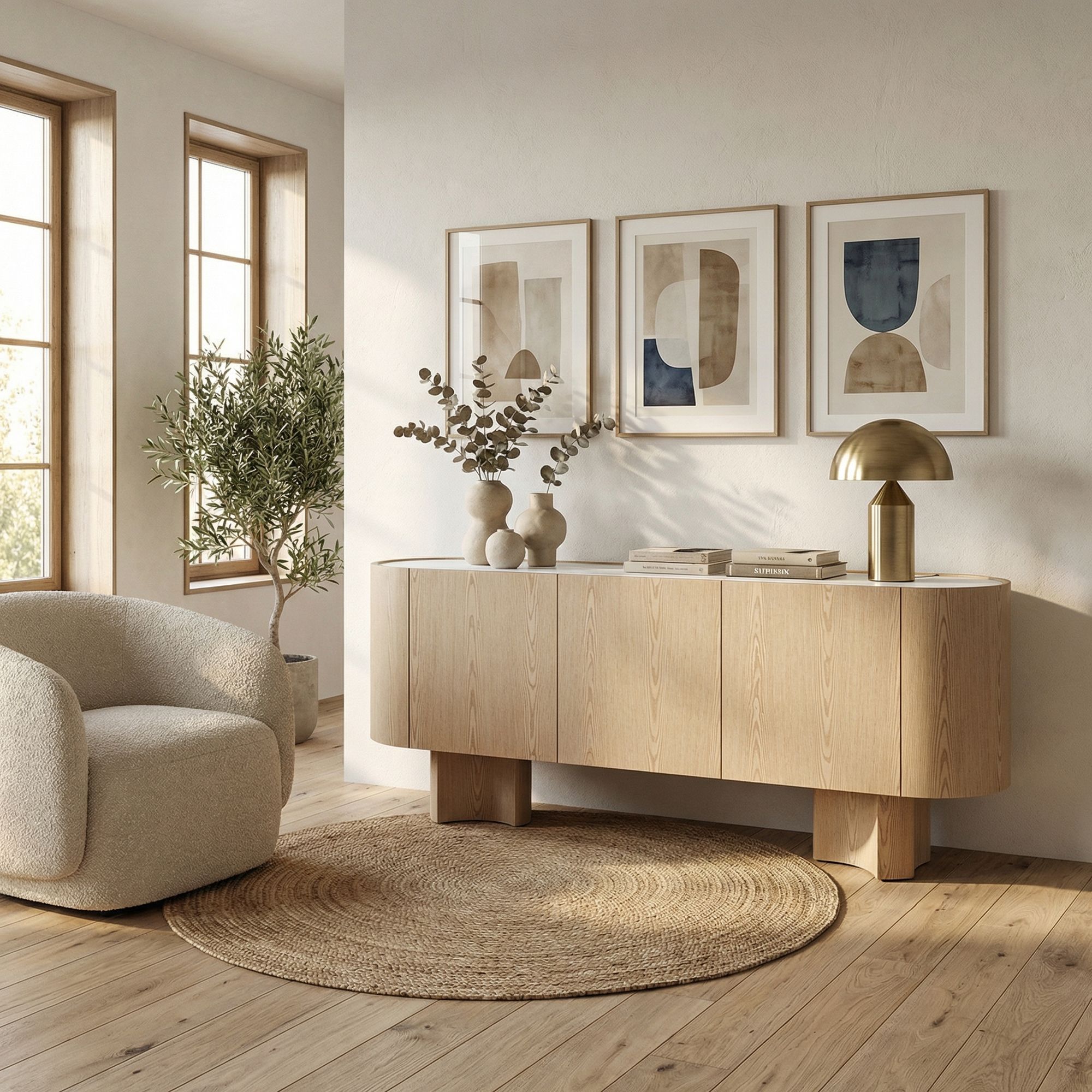 Hauptbild Sideboard Otilia 3 Türen mit Stahlgestell in Eichenoptik | Bizzotto bei STUFF Shop kaufen