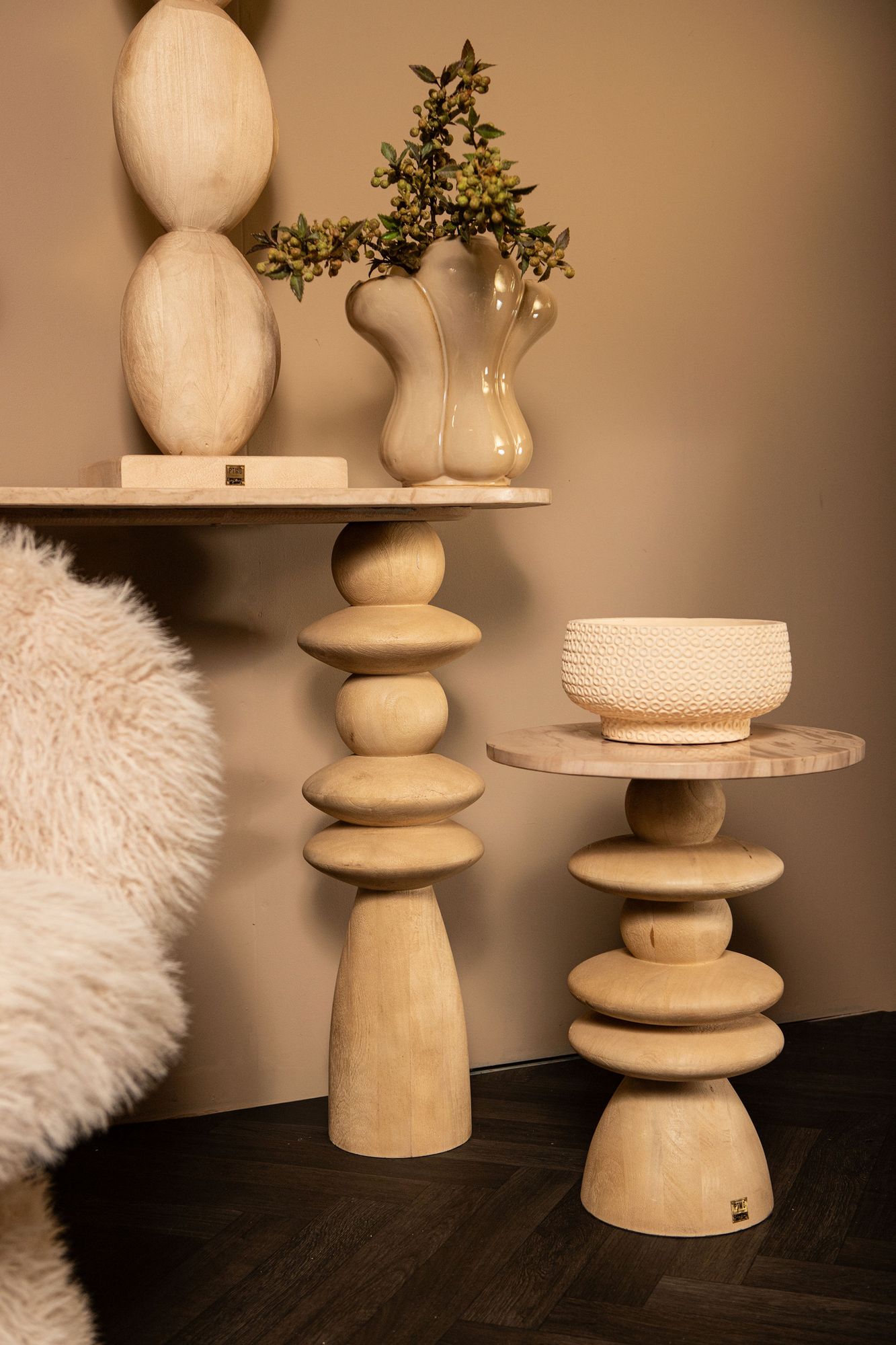 Indoor Beistelltisch Beistelltisch Callain Natural S in natur | Ptmd | zeitloses Design, hochwertig verarbeitet, ideal für Wohn- und Essbereich