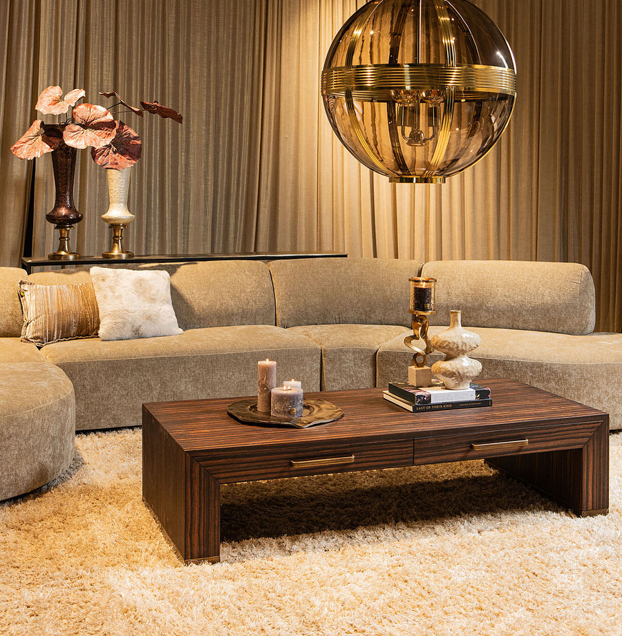 Indoor Sofa Couchtisch Tiess Brown 2 Schubladen in braun | Ptmd | zeitloses Design, hochwertig verarbeitet, ideal für Wohn- und Essbereich