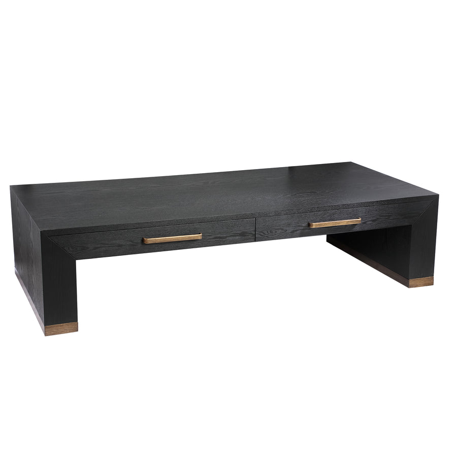 Indoor Sofa Couchtisch Tiess Black 2 Schubladen in schwarz | Ptmd | zeitloses Design, hochwertig verarbeitet, ideal für Wohn- und Essbereich