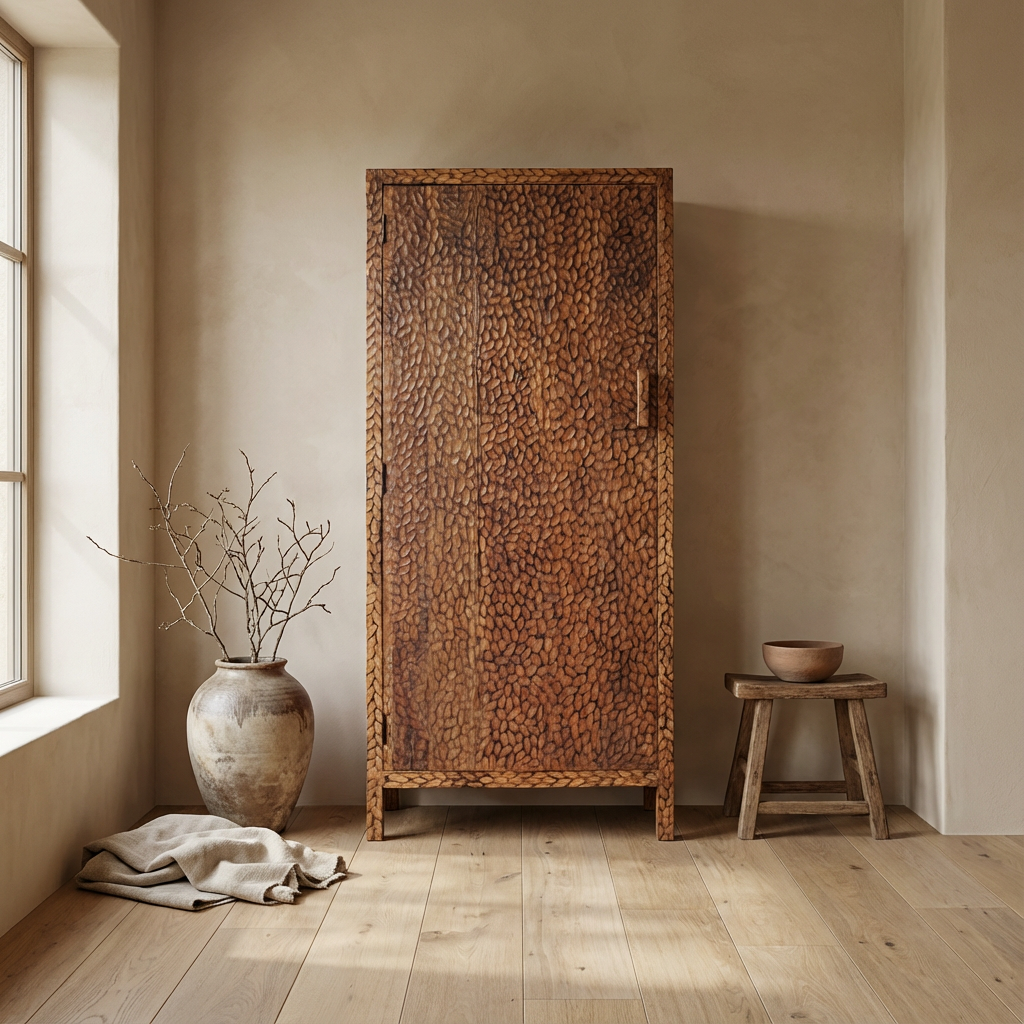Vintage Timber Schranks mit chiseled Struktur in einem modernen Interior | STUFF Shop