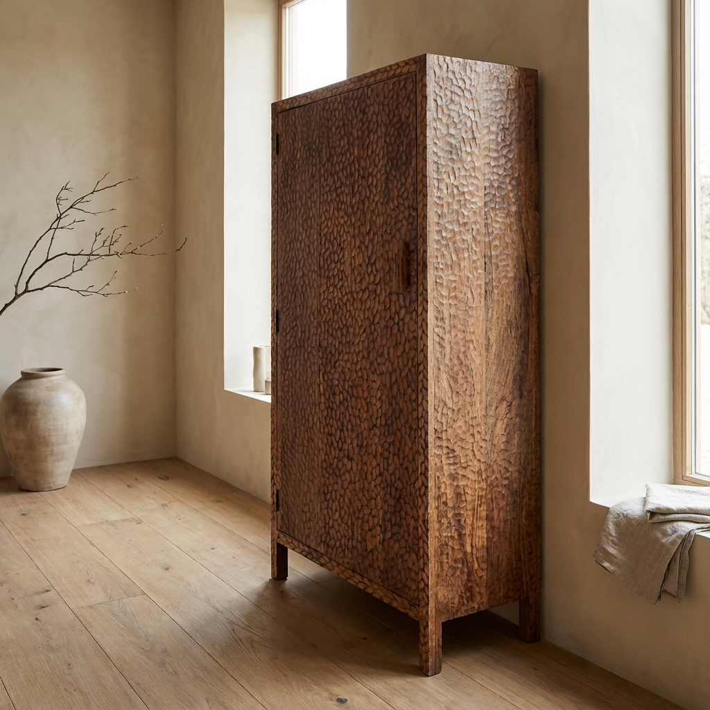 Vintage Timber Schranks mit chiseled Struktur in einem modernen Interior | STUFF Shop