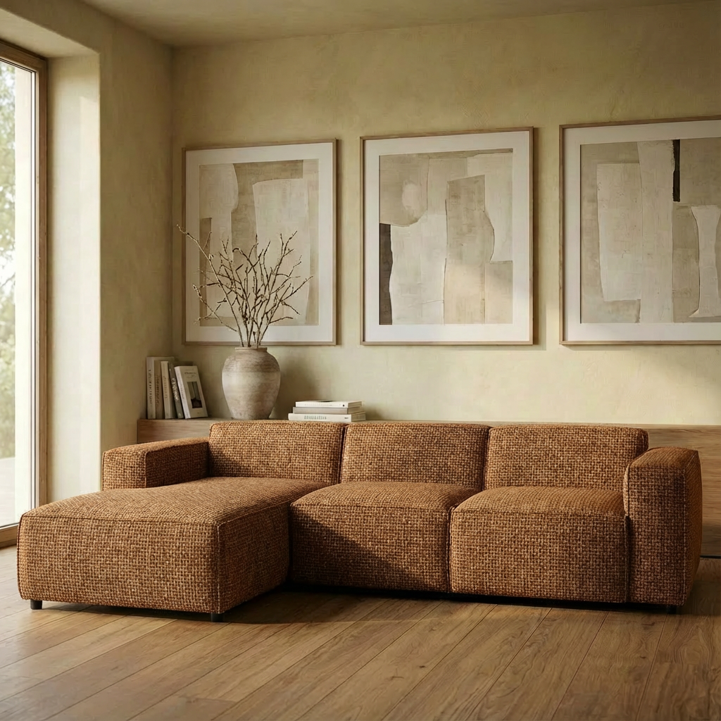 PTMD Sofa Trapani modular | Designsofa mit flexiblen Modulen in Ausführung | 3Seat+CL-Arm-L | Stoff Eden 10