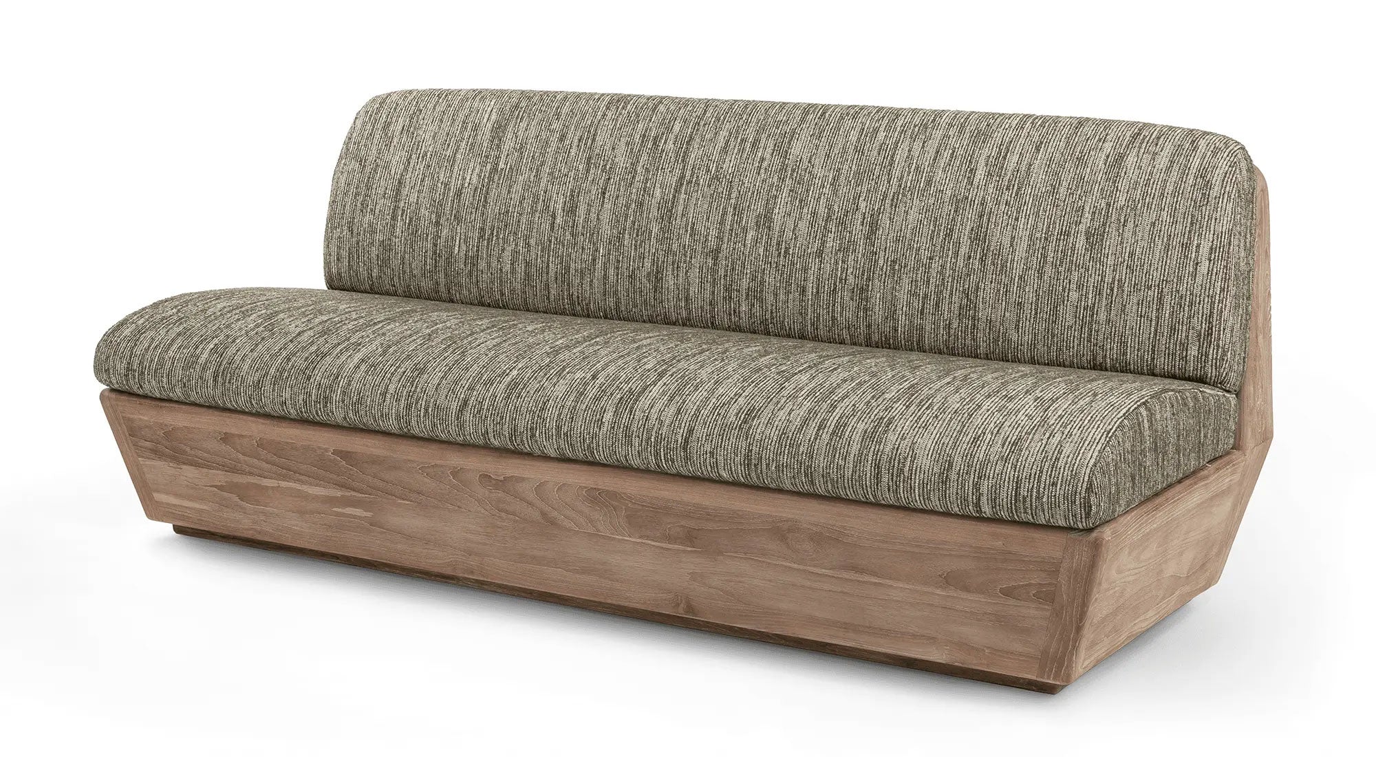 Outdoor-Sofa Jules aus Teakholz Natural Grey mit Polstern in Knelout, Knelout Deluxe, Ktextout oder Ktextout Deluxe | Gommaire Outdoor Kollektion bei STUFF Shop