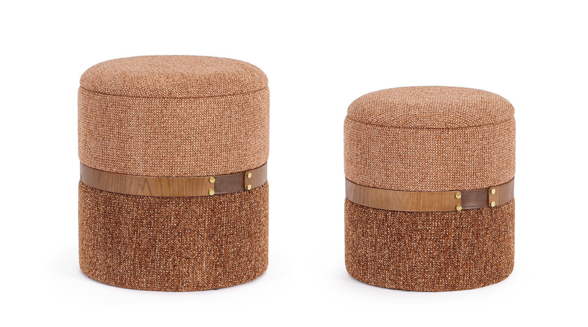 Indoor Sofa Pouf 2Er Set Pouf Behälter Tanya Ginger | Bizzotto | zeitloses Design, hochwertig verarbeitet, ideal für Wohn- und Essbereich