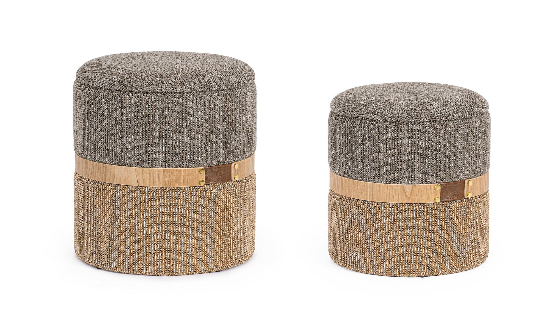 Indoor Sofa Pouf 2Er Set Pouf Behälter Tanya Savana | Bizzotto | zeitloses Design, hochwertig verarbeitet, ideal für Wohn- und Essbereich