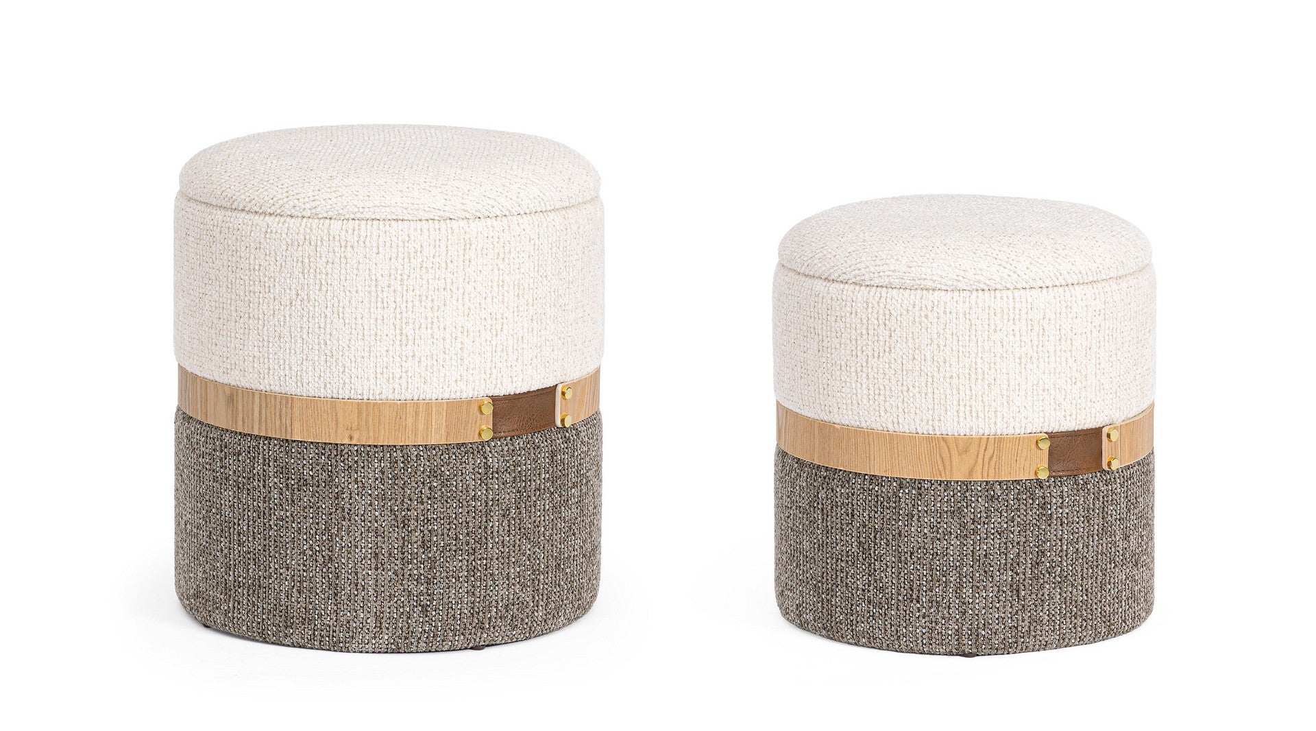 Indoor Sofa Pouf 2Er Set Pouf Behälter Tanya Weiss-Grau in grau | Bizzotto | zeitloses Design, hochwertig verarbeitet, ideal für Wohn- und Essbereich