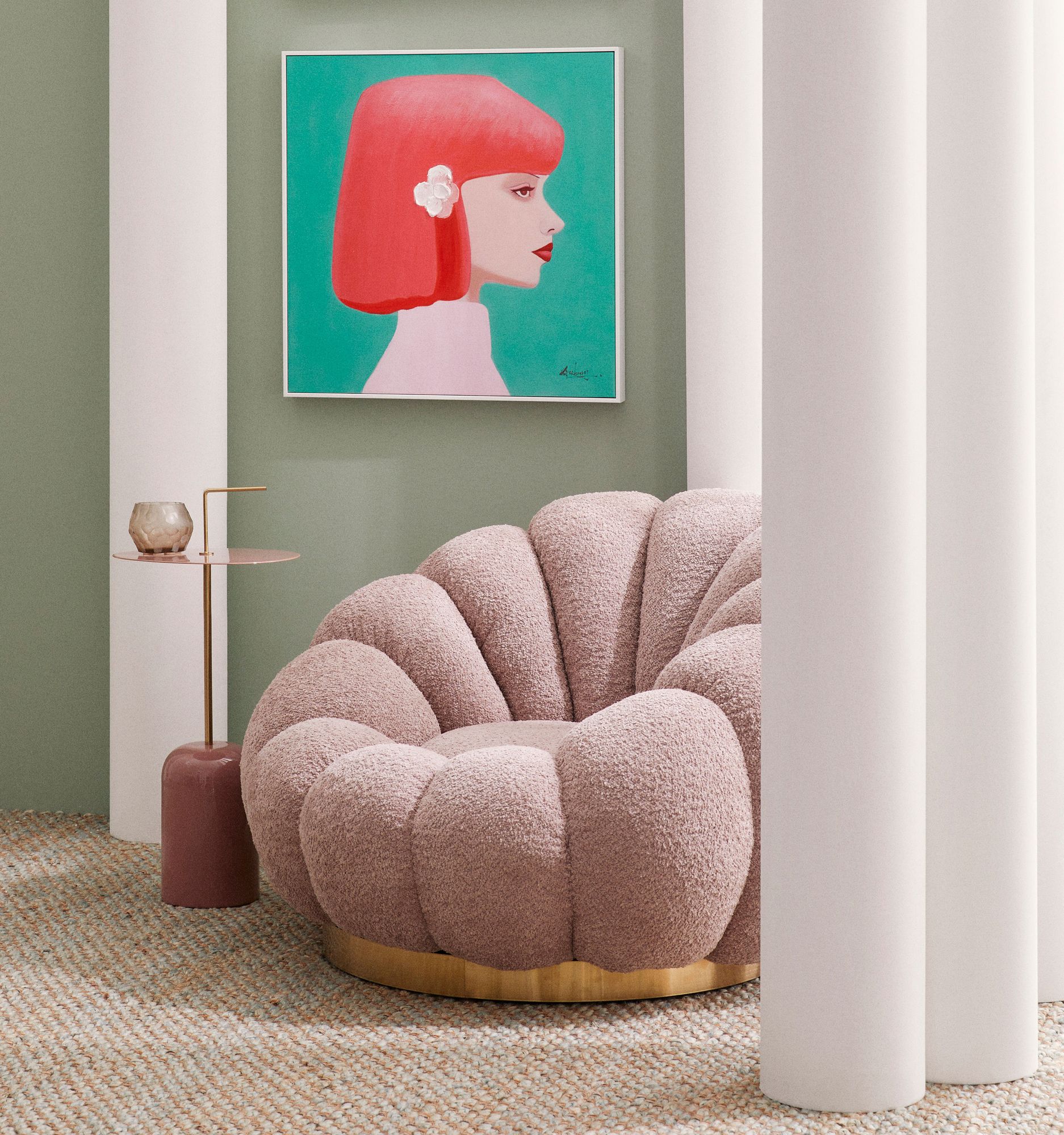 Indoor Sofa Sessel drehbar Florel Altrosa | Bizzotto | zeitloses Design, hochwertig verarbeitet, ideal für Wohn- und Essbereich