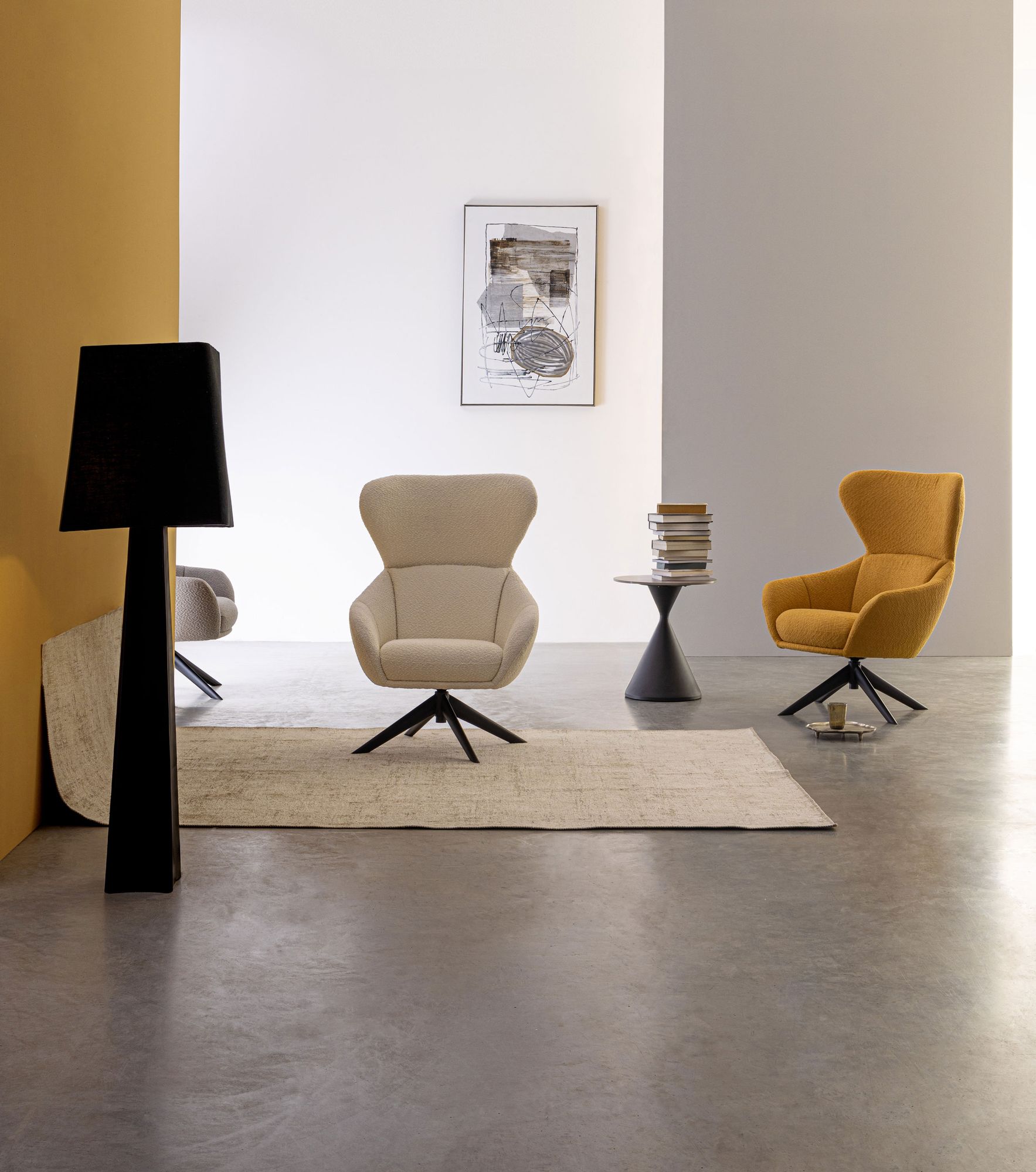 Indoor Sofa Sessel drehbar Hailey Senf im Wohnambiente | zeitloses Design, hochwertig verarbeitet, ideal für Wohn- und Essbereich | Ansicht 09