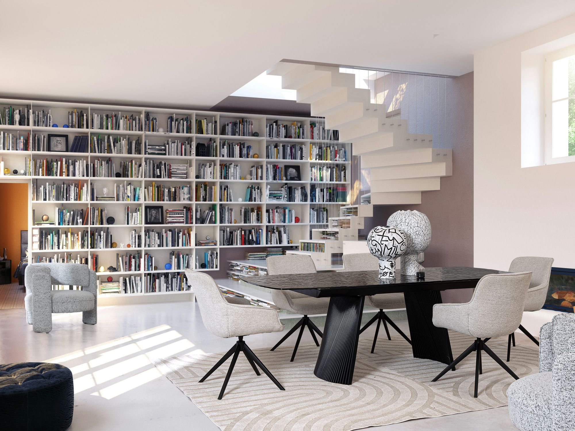 Indoor Sofa Sessel Aisha Grau im Wohnambiente | zeitloses Design, hochwertig verarbeitet, ideal für Wohn- und Essbereich | Ansicht 09