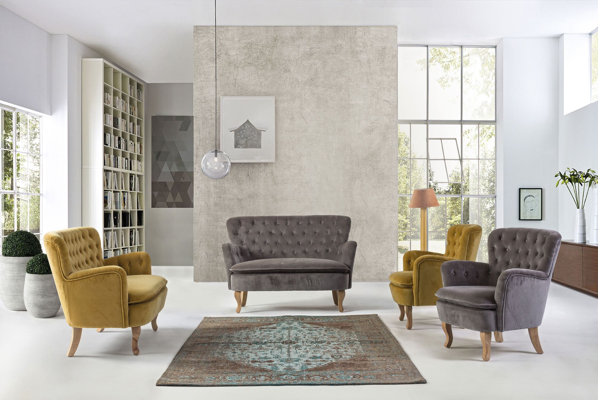 Indoor Sofa Sofa Orlins Senf 2S im Wohnambiente | zeitloses Design, hochwertig verarbeitet, ideal für Wohn- und Essbereich | Ansicht 07