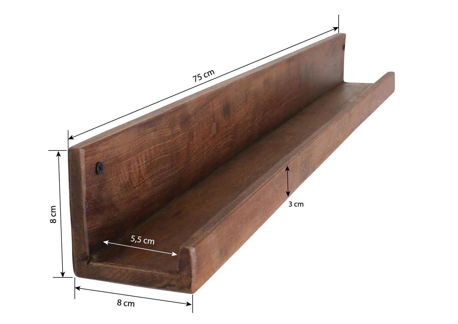 Wandregal Timberline Vintage Braun 75 cm für Deko und Küche | STUFF Loft