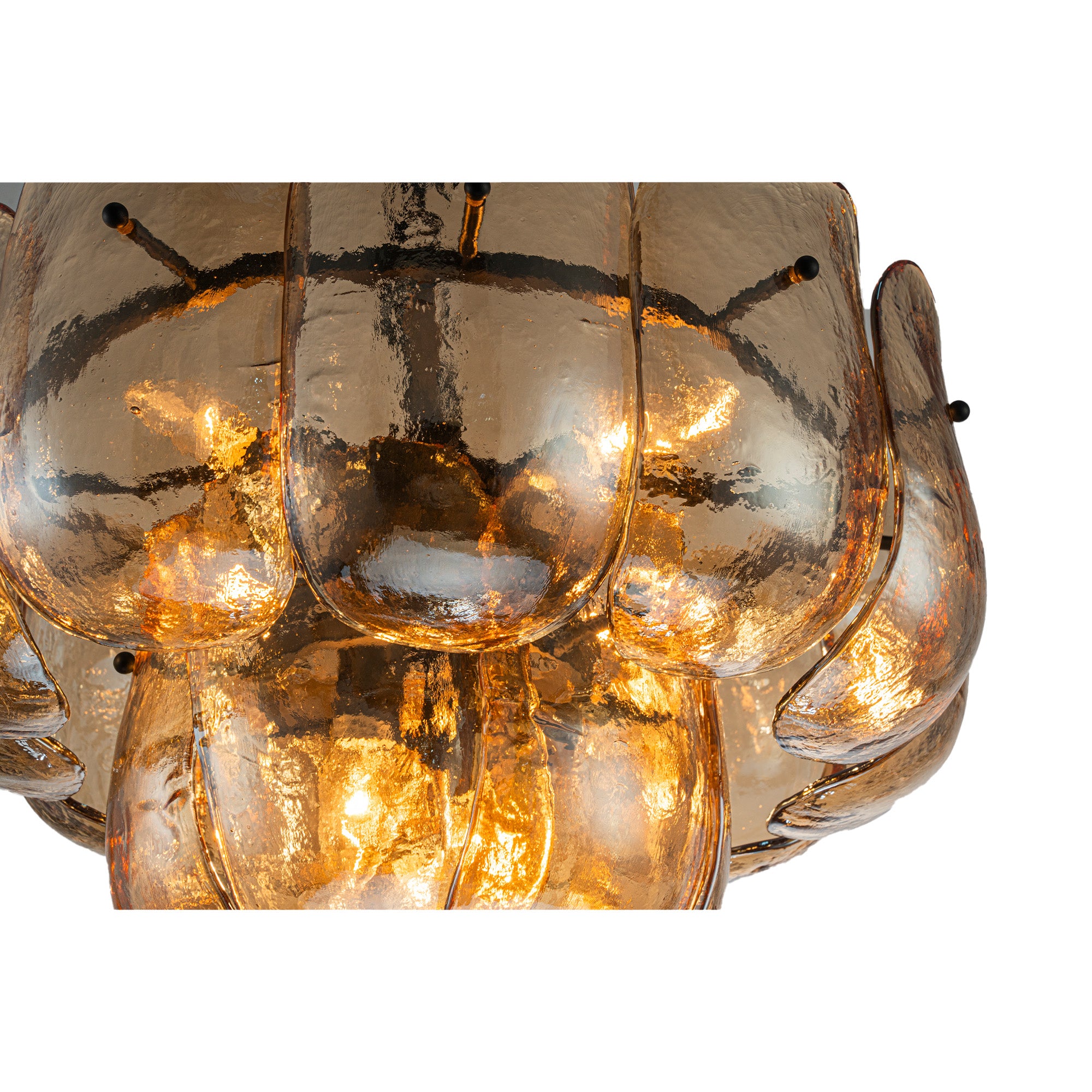 Detailansicht der halbhandgefertigten Glasstruktur der Vila Hängelampe | PTMD bei STUFF Shop kaufen