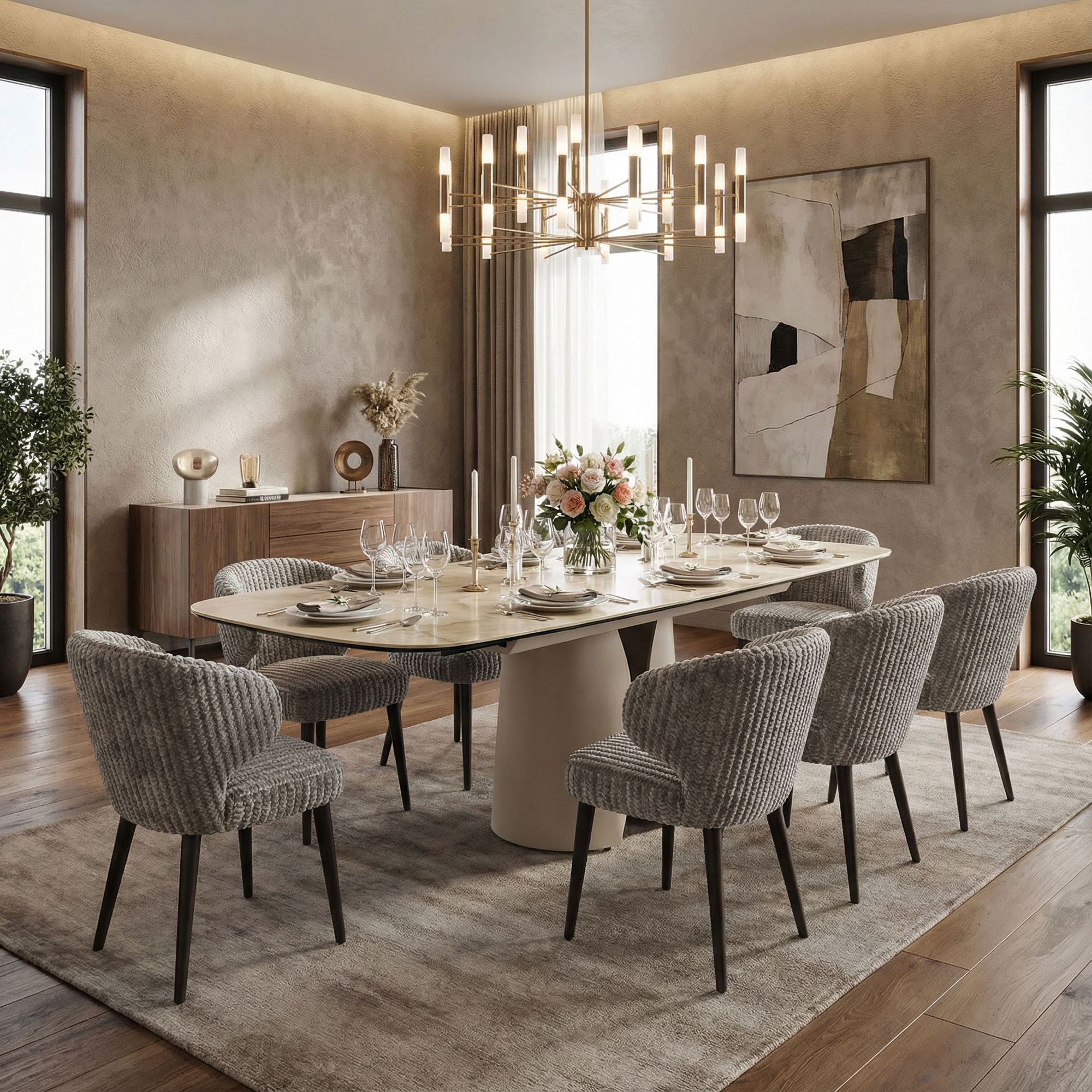 Ausziehtisch Ardis 180/240x95 Hell Beige von Bizzotto: hochwertig verarbeitet, stilsicher kombinierbar und ideal für Essbereich oder Wohnraum | bei STUFF Shop kaufen