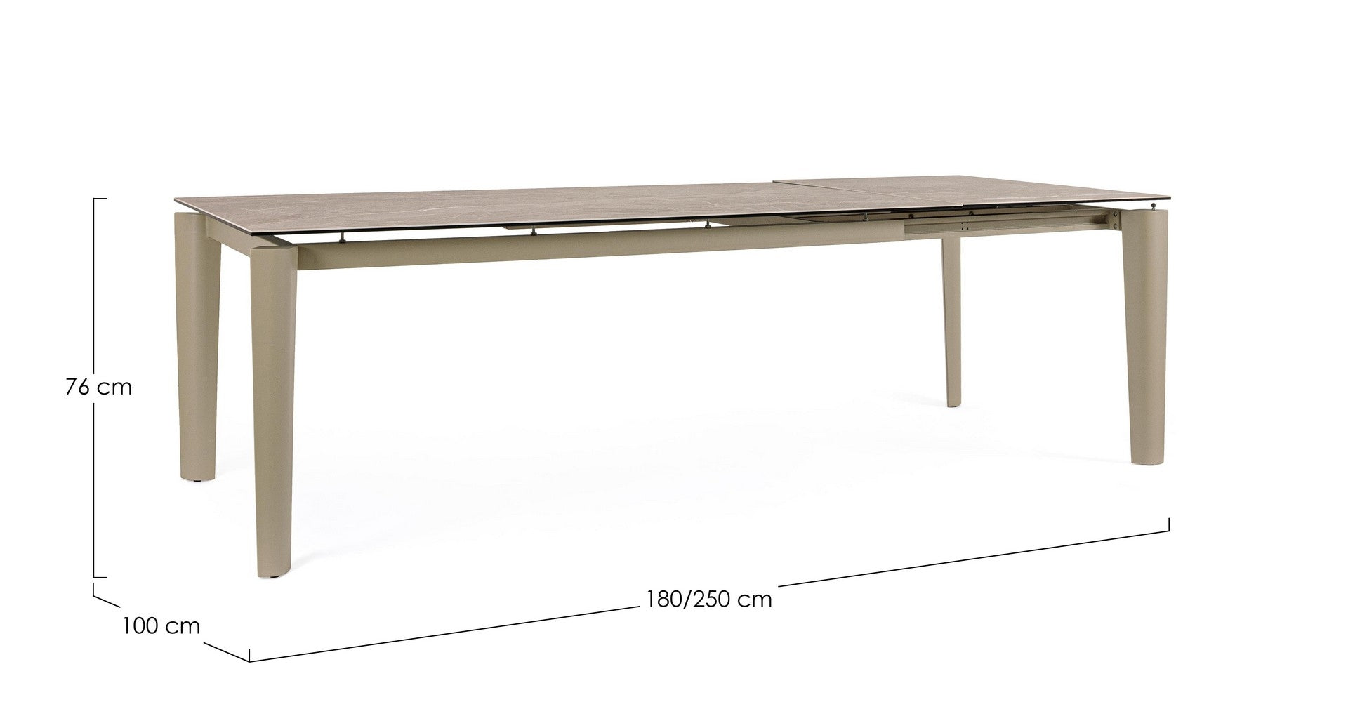 Ausziehtisch Asiri 180/250x100 Beige von Bizzotto: hochwertig verarbeitet, stilsicher kombinierbar und ideal für Essbereich oder Wohnraum | bei STUFF Shop kaufen