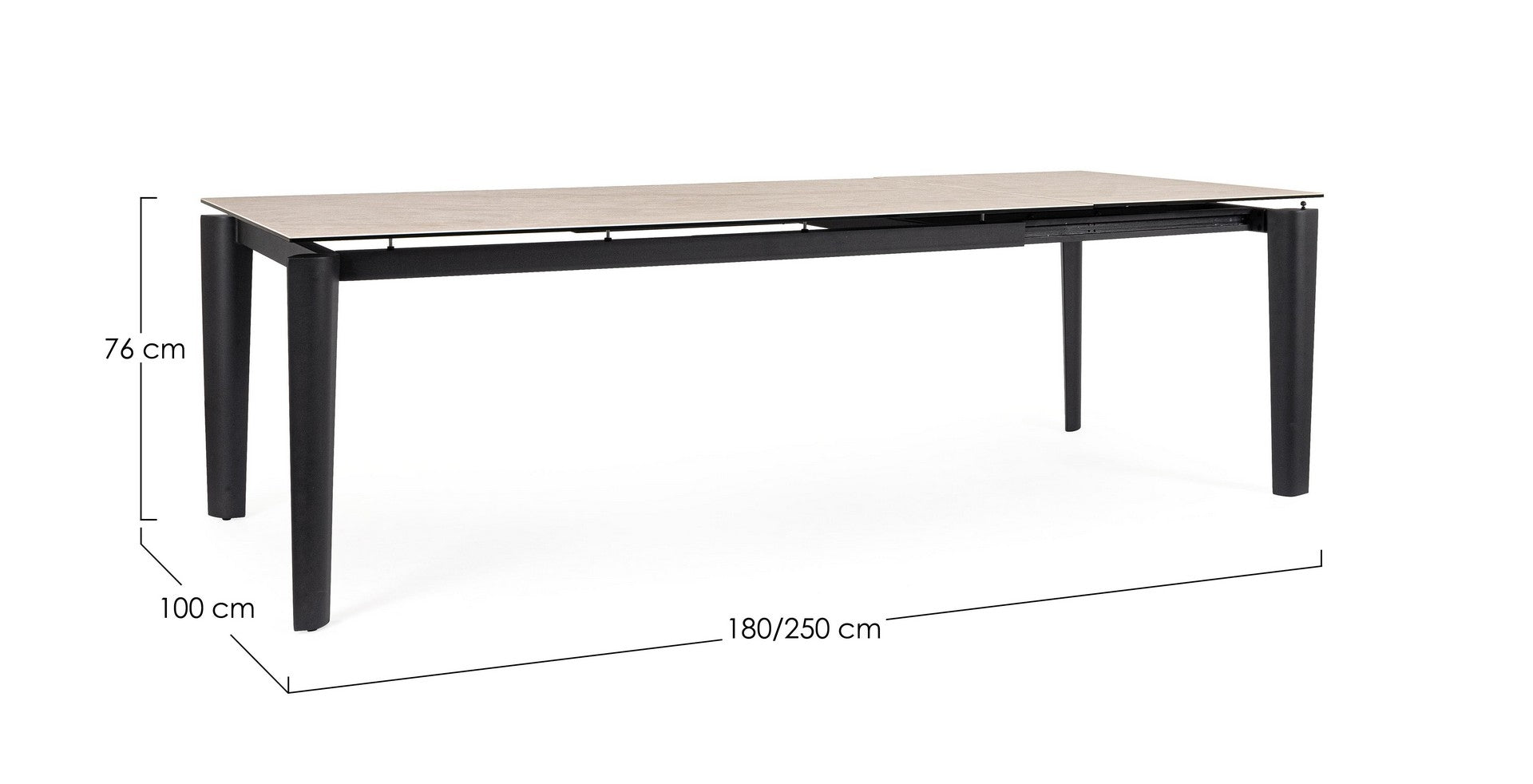 Ausziehtisch Asiri 180/250x100 Schwarz von Bizzotto: hochwertig verarbeitet, stilsicher kombinierbar und ideal für Essbereich oder Wohnraum | bei STUFF Shop kaufen