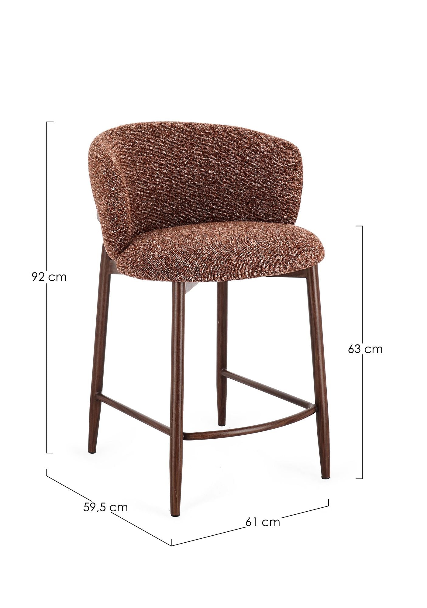 Küchenhocker Amalia Nuss/terrakotta