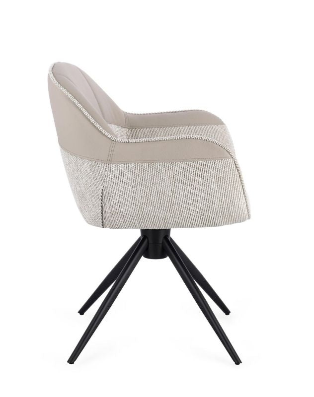 Armlehnenstuhl Drehbar Isotta Beige von Bizzotto: hochwertig verarbeitet, stilsicher kombinierbar und ideal für Essbereich oder Wohnraum | bei STUFF Shop kaufen