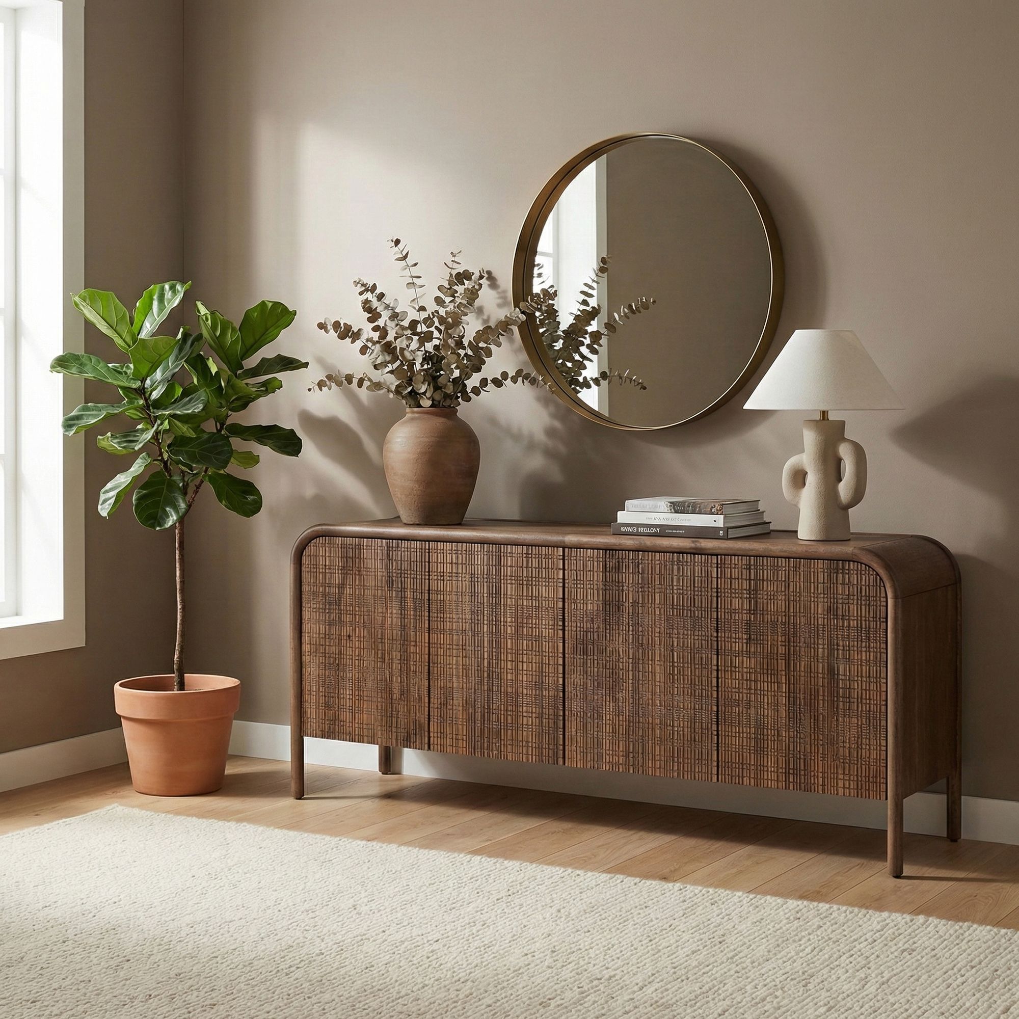 Sideboard Sanat 4 Türen | Handgefertigtes Designmöbel aus Mangoholz