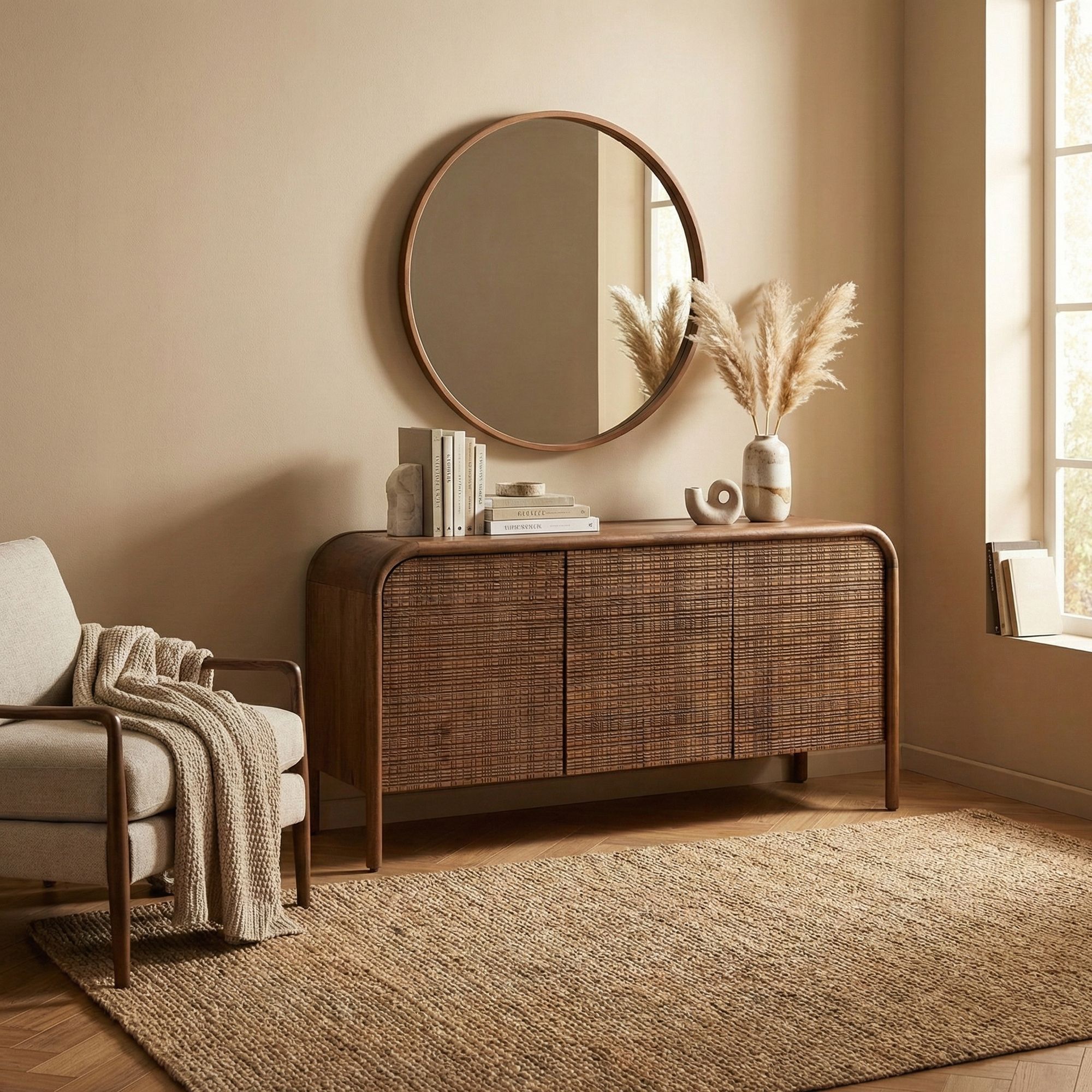 Sideboard Sanat 3 Türen | Handgefertigtes Designmöbel aus Mangoholz