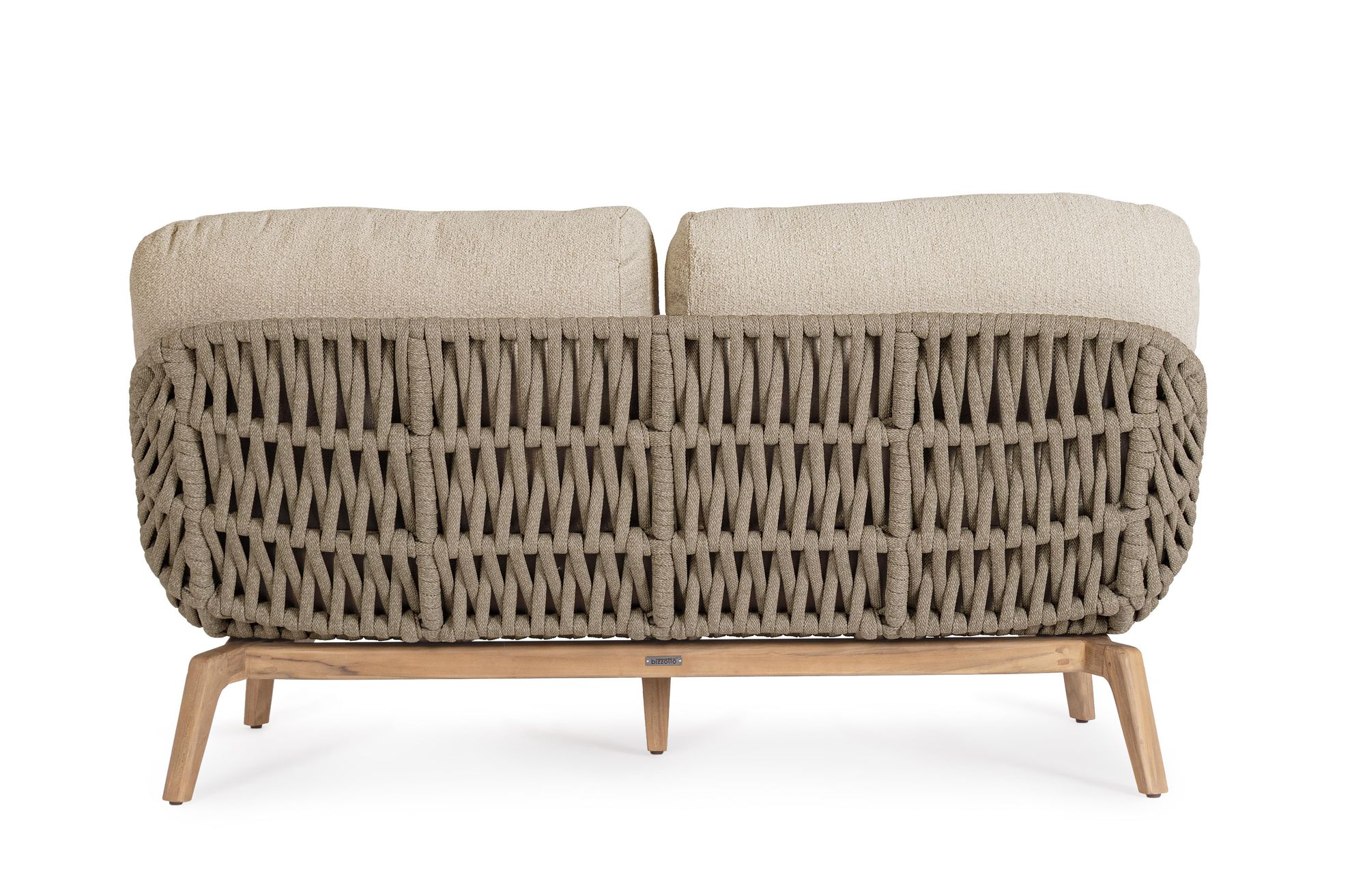 Outdoor Sofa Tamires Bouclé mit Seilgeflecht und Teakholzbeinen | Bizzotto Outdoor Möbel