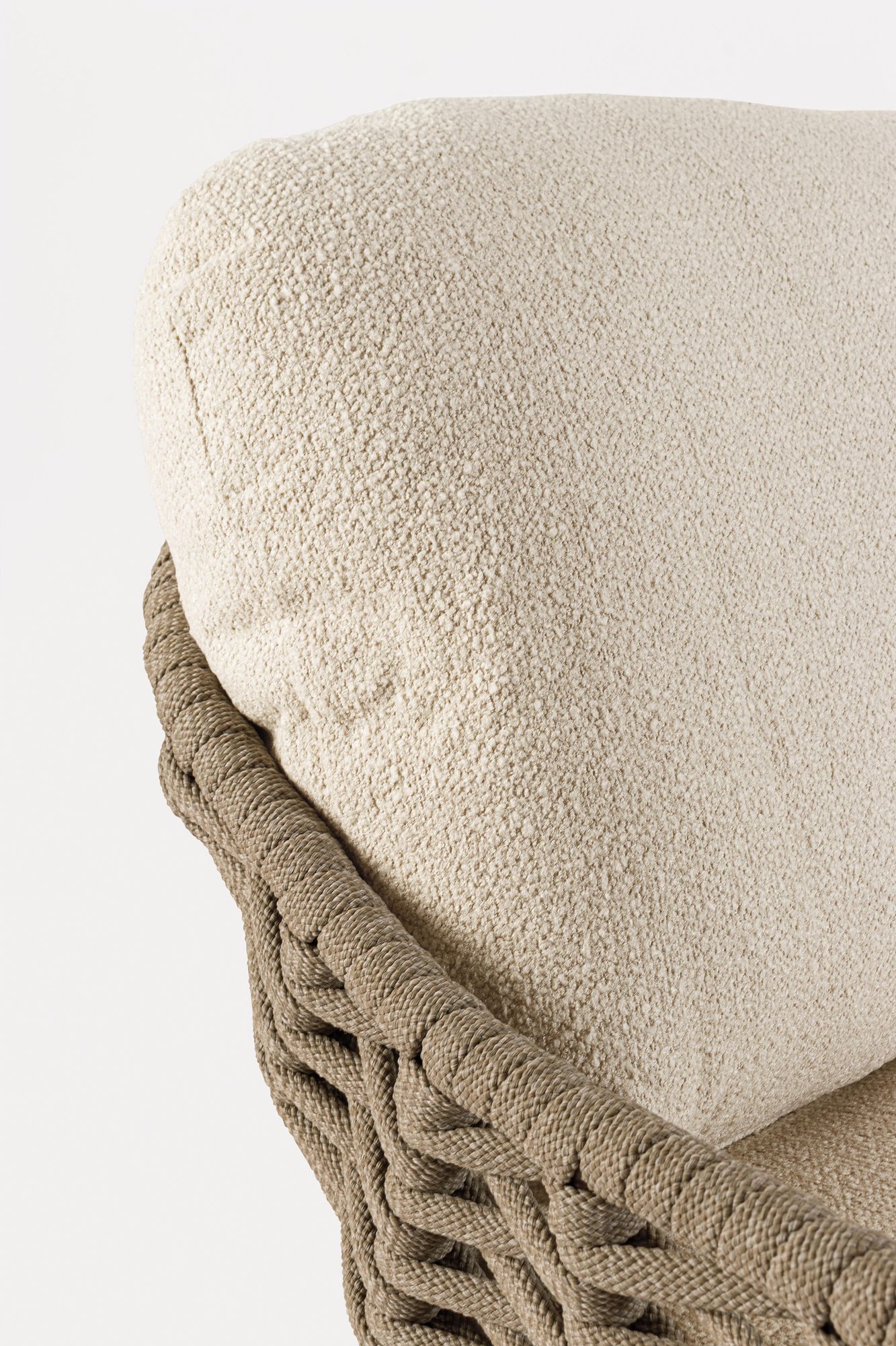 Outdoor Sofa Tamires Bouclé mit Seilgeflecht und Teakholzbeinen | Bizzotto Outdoor Möbel