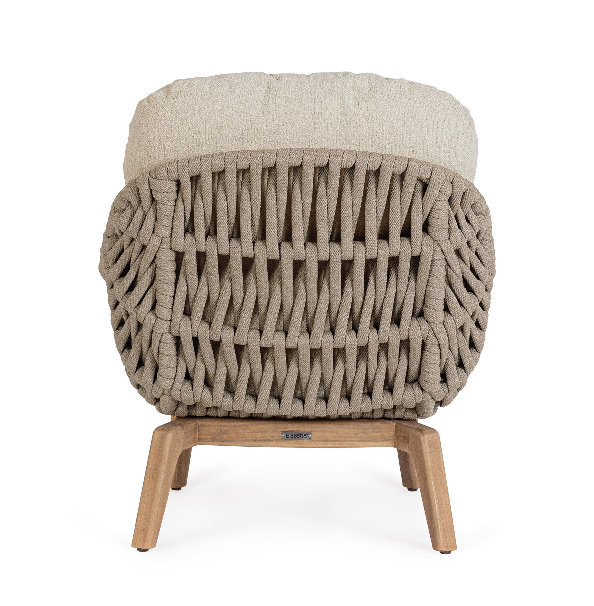 Rückansicht Outdoor-Sessel Tamires Bouclé mit geflochtenem Rücken bei STUFF Shop kaufen