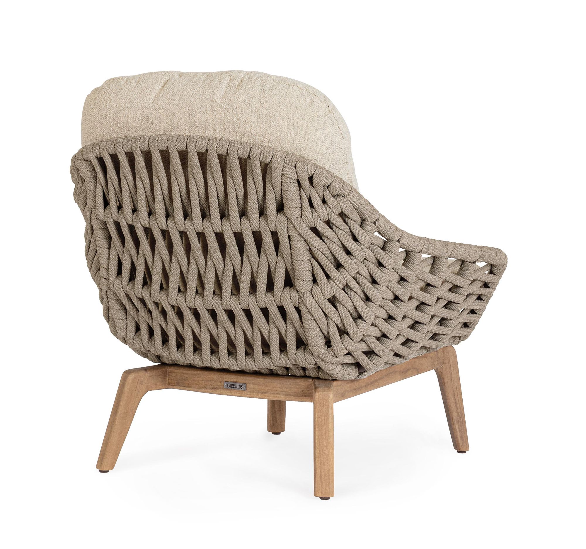 Outdoor-Sessel Tamires Bouclé mit Seilgeflecht und Teakholz von Bizzotto bei STUFF Shop kaufen