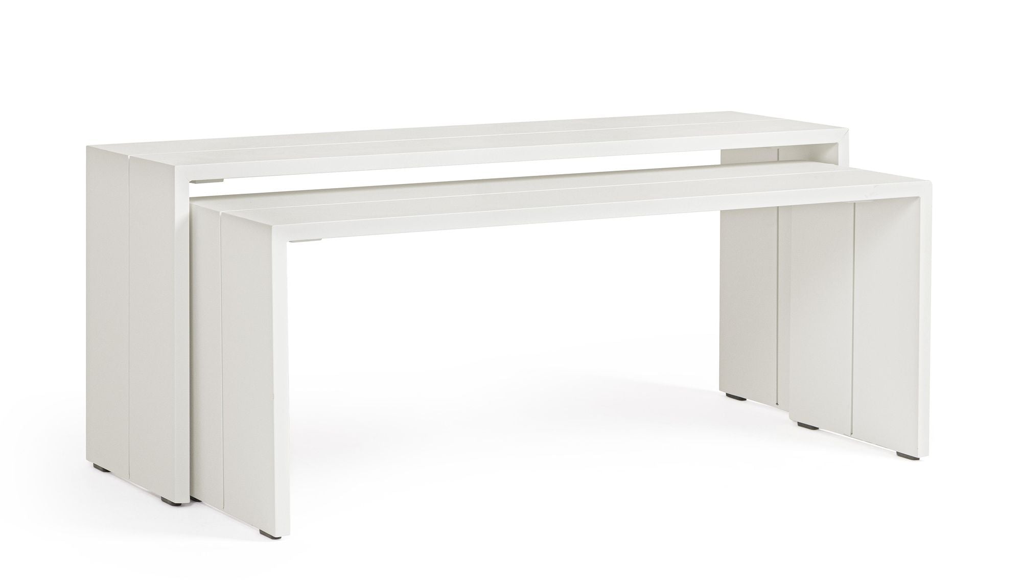 Outdoor Beistelltisch 2-Set Piper Weiss QS20 | Aluminium