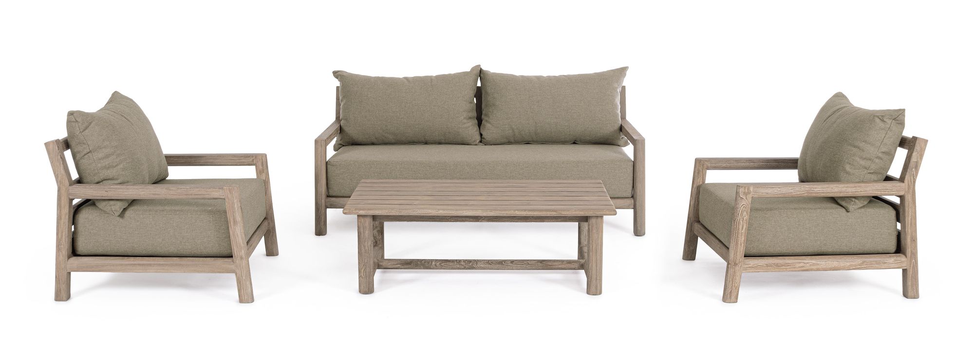 Outdoor Sofa Maynard mit Kissen aus recyceltem Teakholz | Bizzotto bei STUFF Shop kaufen