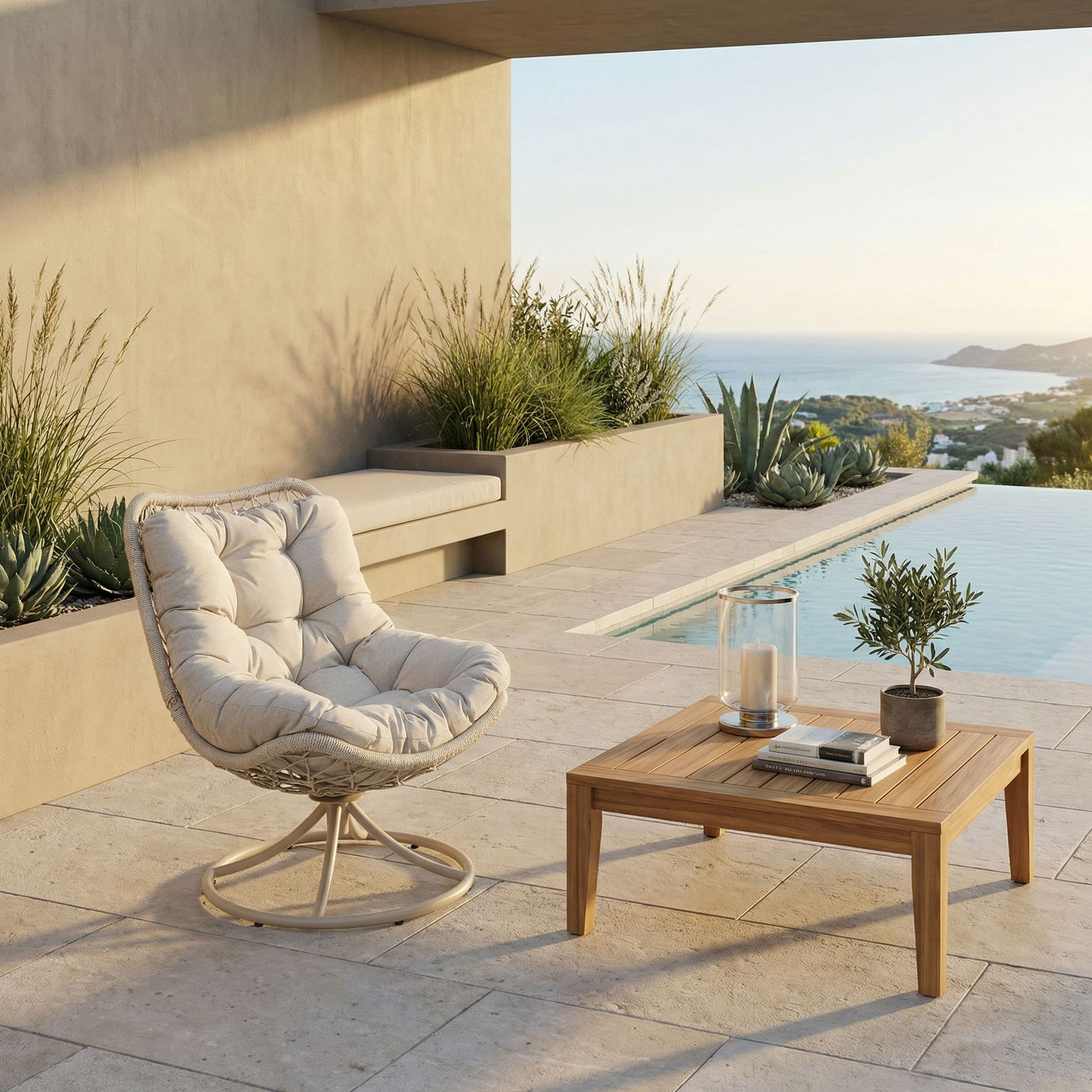 Outdoor Drehsessel Azores Light mit Kissen | Bizzotto bei STUFF Shop kaufen