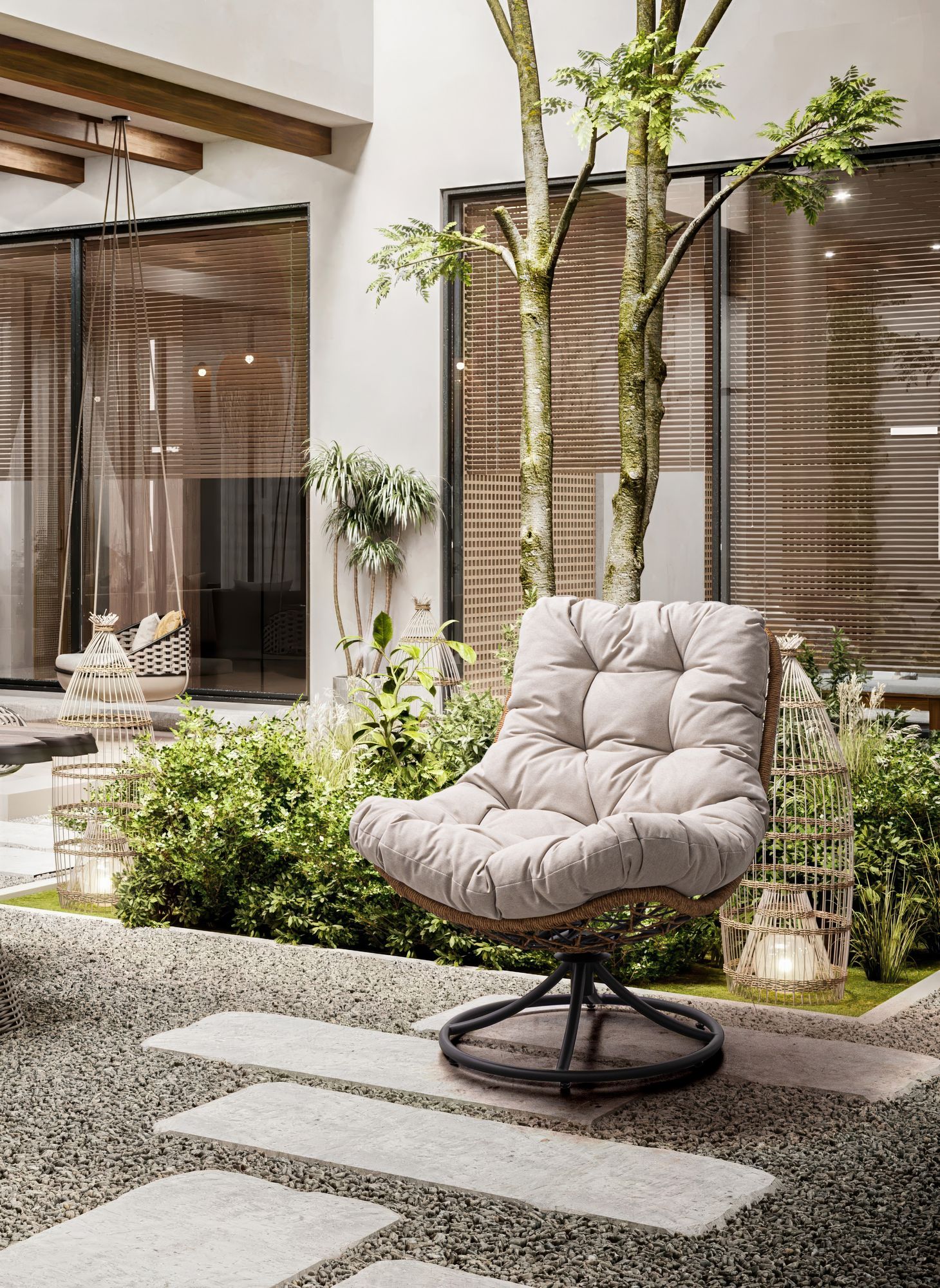 Outdoor Drehsessel Azores Anthrazit mit Kissen | Bizzotto bei STUFF Shop kaufen