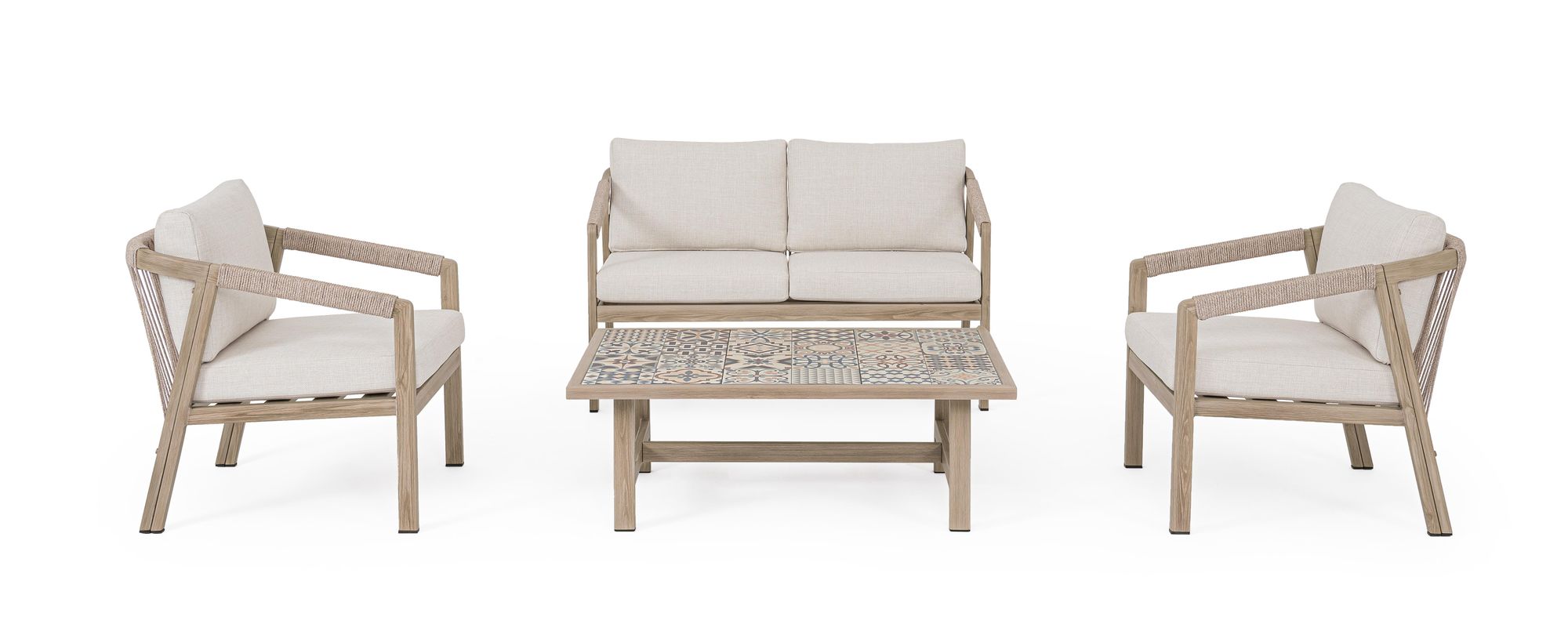 Outdoor Sitzgruppe Kalimera Timber aus Aluminium in Holzoptik | Bizzotto bei STUFF Shop kaufen