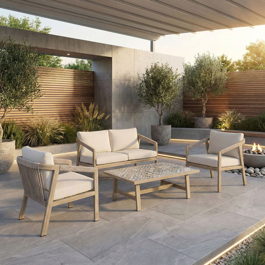 Outdoor Sitzgruppe Kalimera Timber aus Aluminium in Holzoptik | Bizzotto bei STUFF Shop kaufen