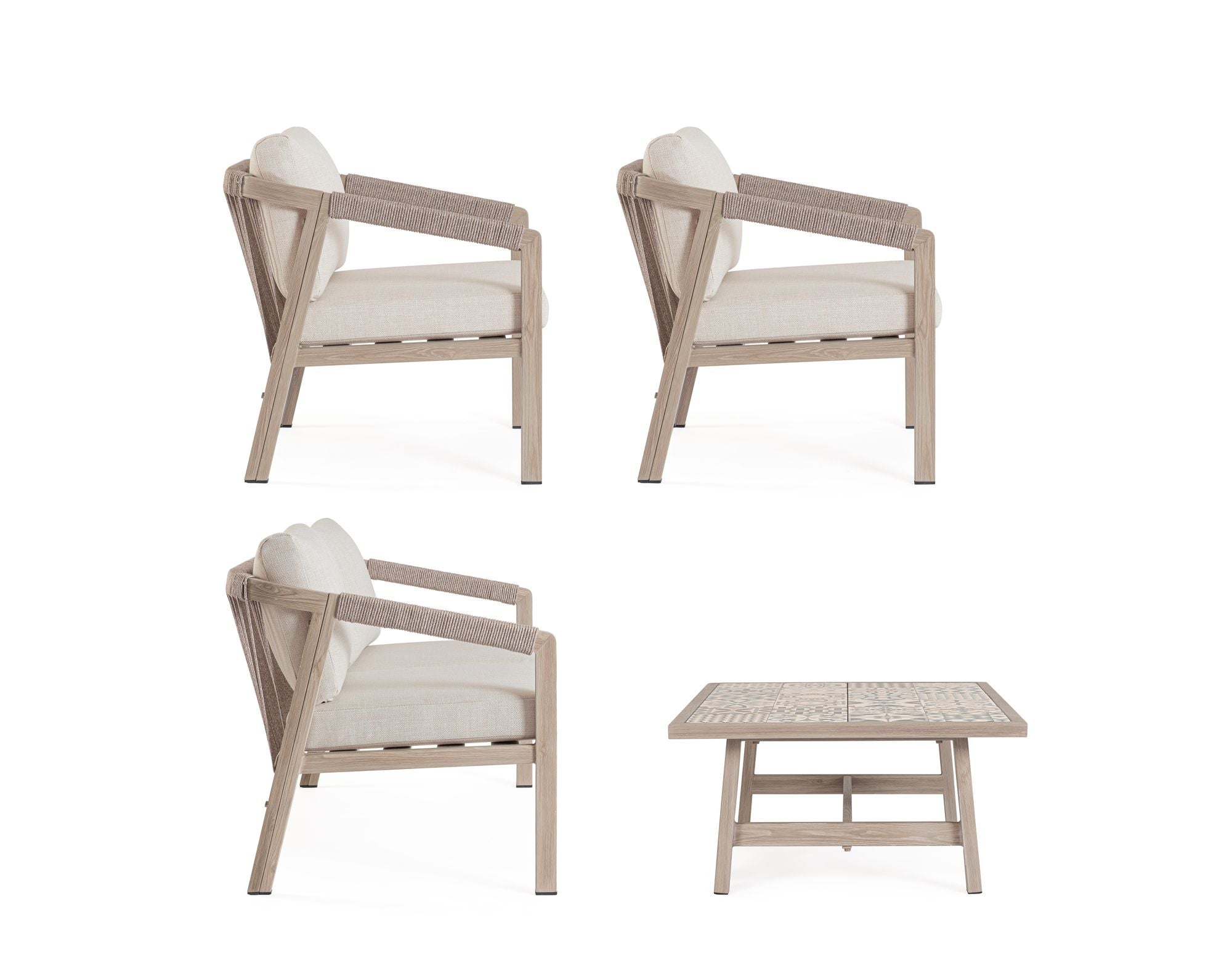 Outdoor Sitzgruppe Kalimera Timber aus Aluminium in Holzoptik | Bizzotto bei STUFF Shop kaufen